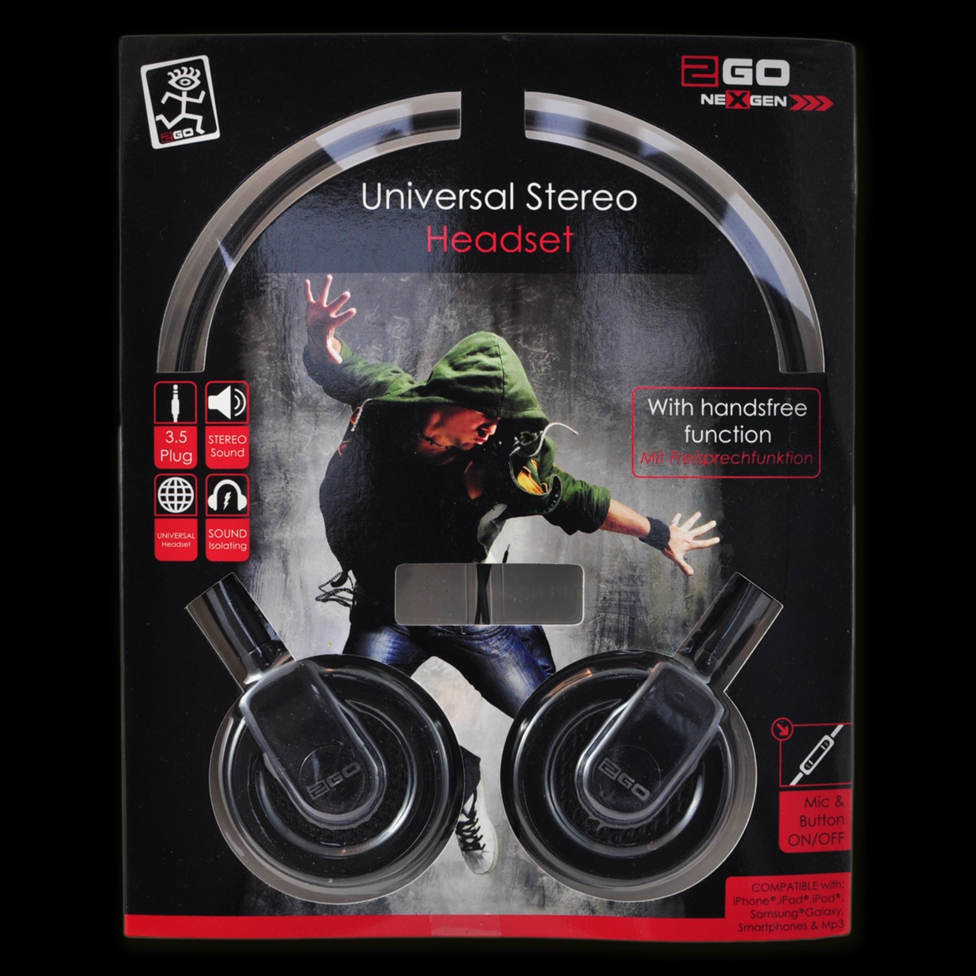 Brand New 2Go Nexgen Universal Stereo Headset With Hands Free Function