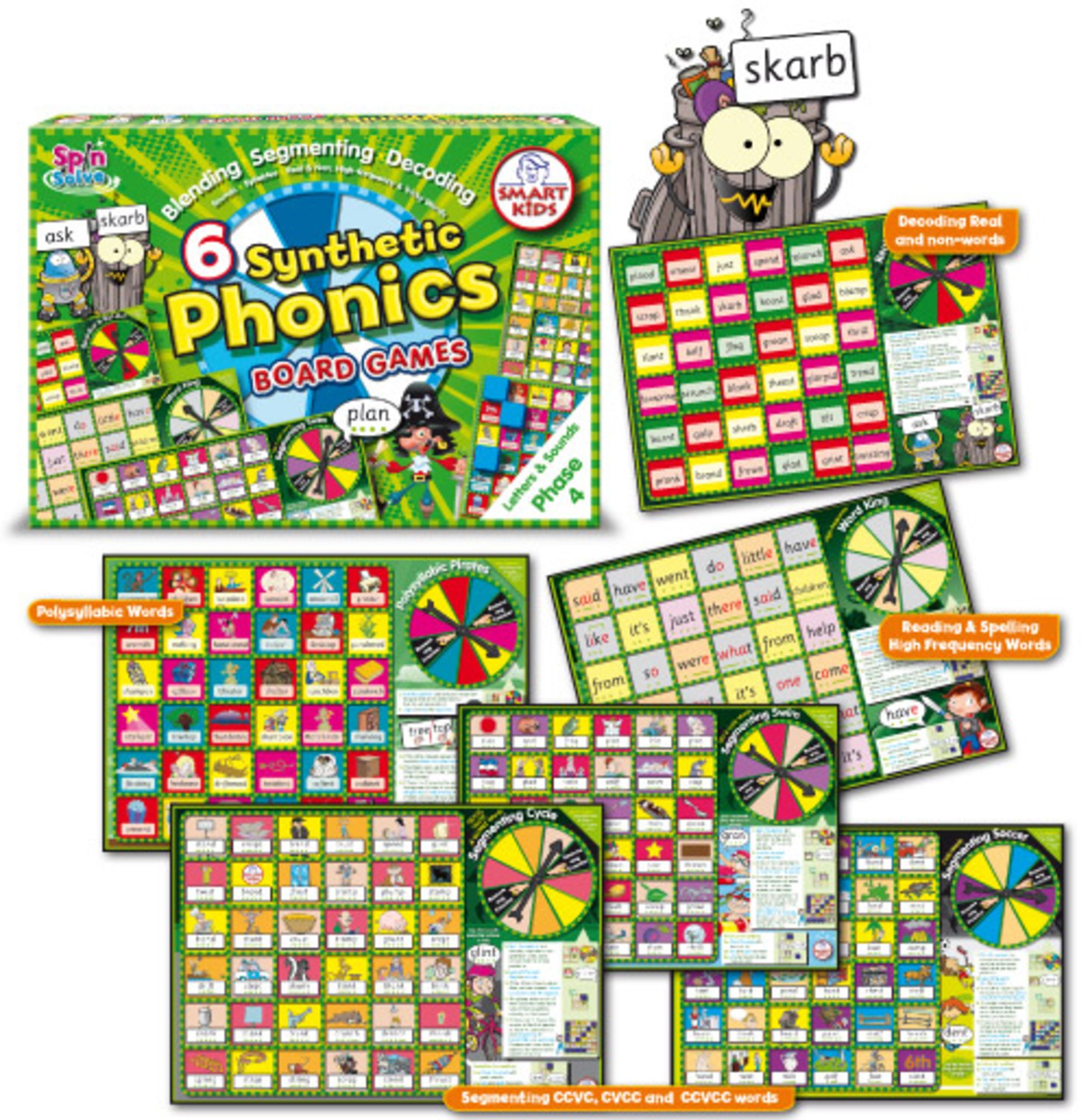 V Brand New Smart Kids Spin Solve 6 Synthetic Phonics Board Game ISP £34.80 (DTS) X 2 YOUR BID PRICE