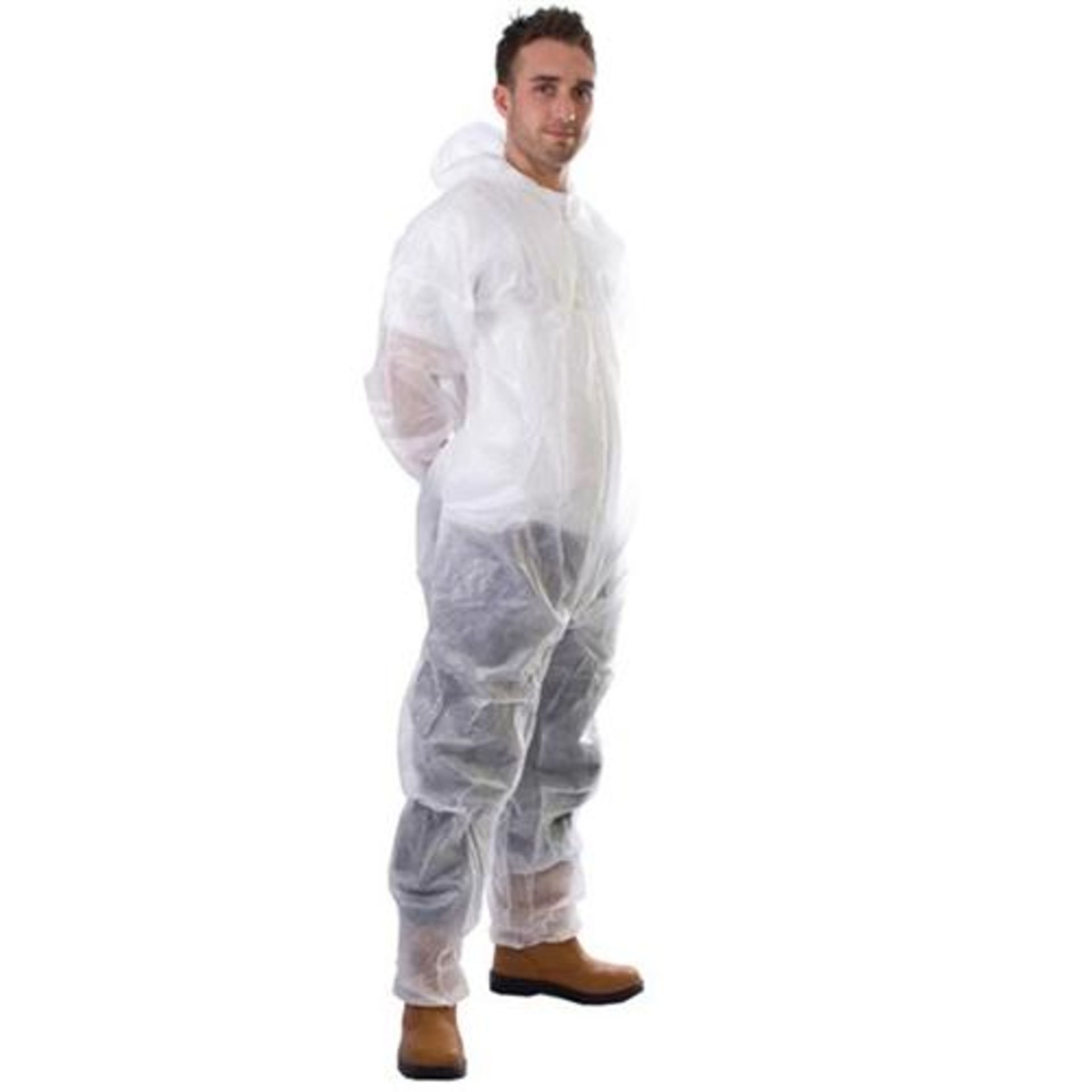 V Brand New A Lot of Ten White Non Woven Coveralls Size Small ISP £1.90 Each (Office Needs Direct)