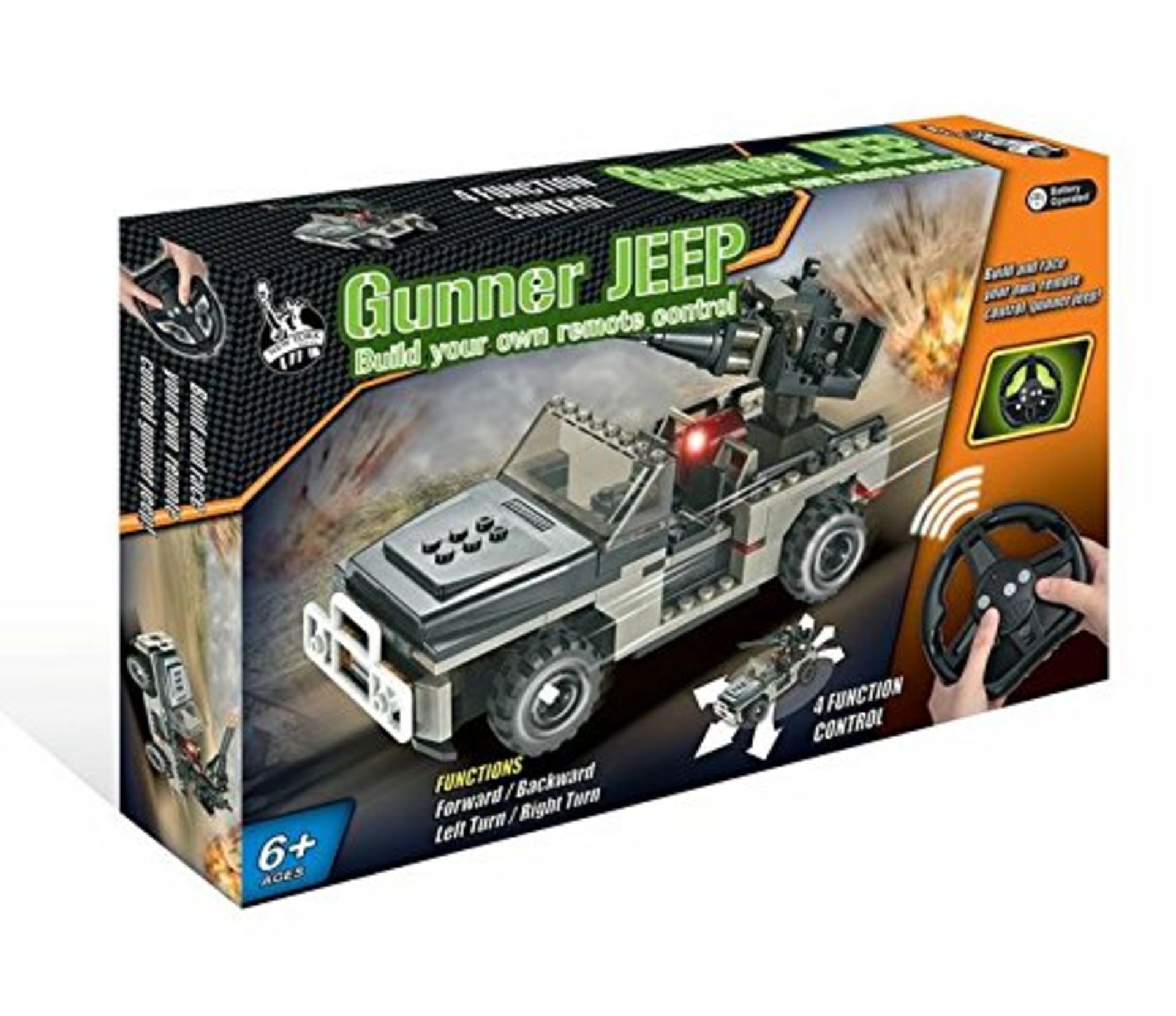 V *TRADE QTY* Brand New Radio Controlled Build Your Own Lego Compatible Jeep With Mounted Gun