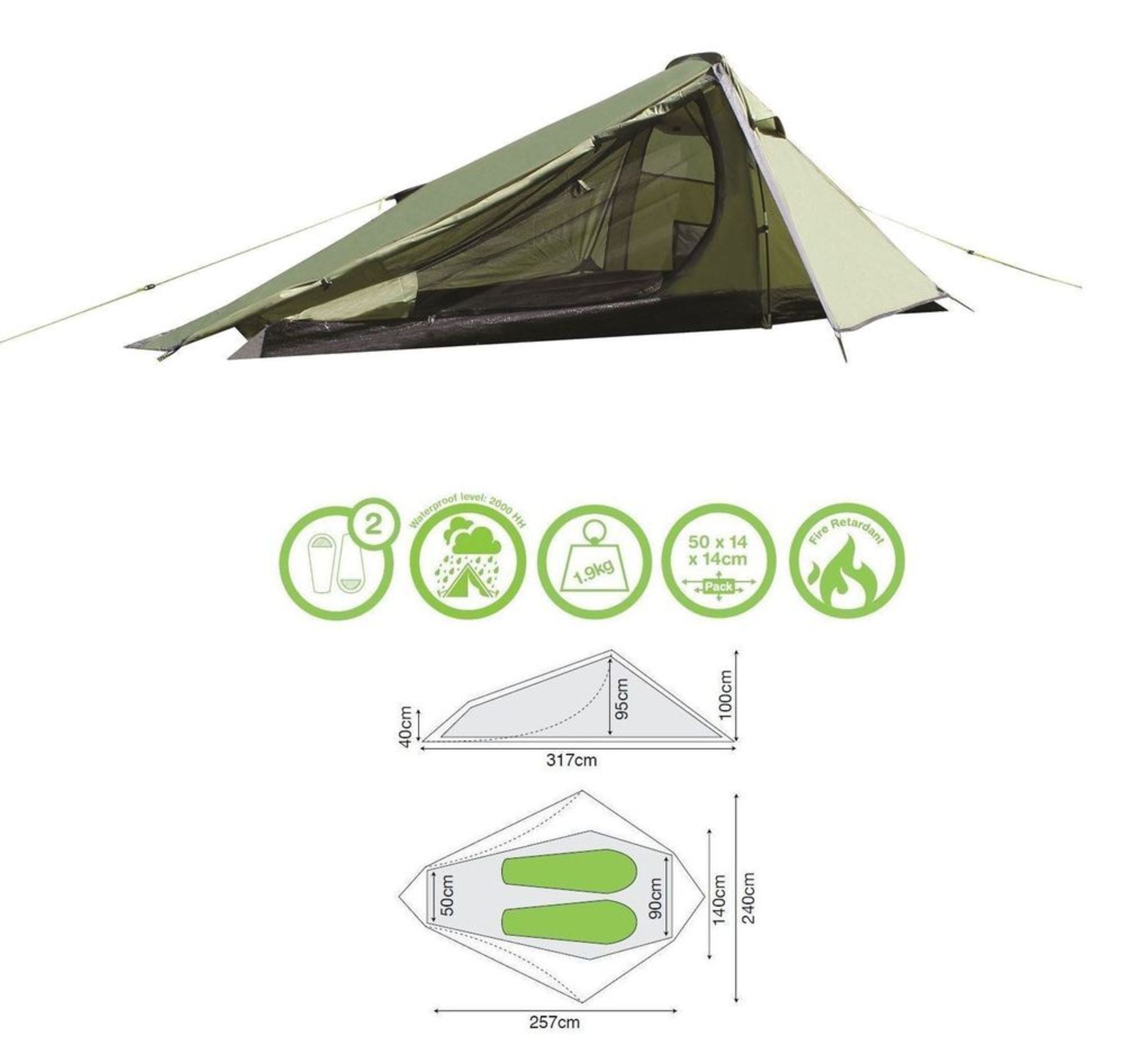 V *TRADE QTY* Brand New Two Person Lightweight Tent In Bag - Easy to Pitch - Sewn in Groundsheet -