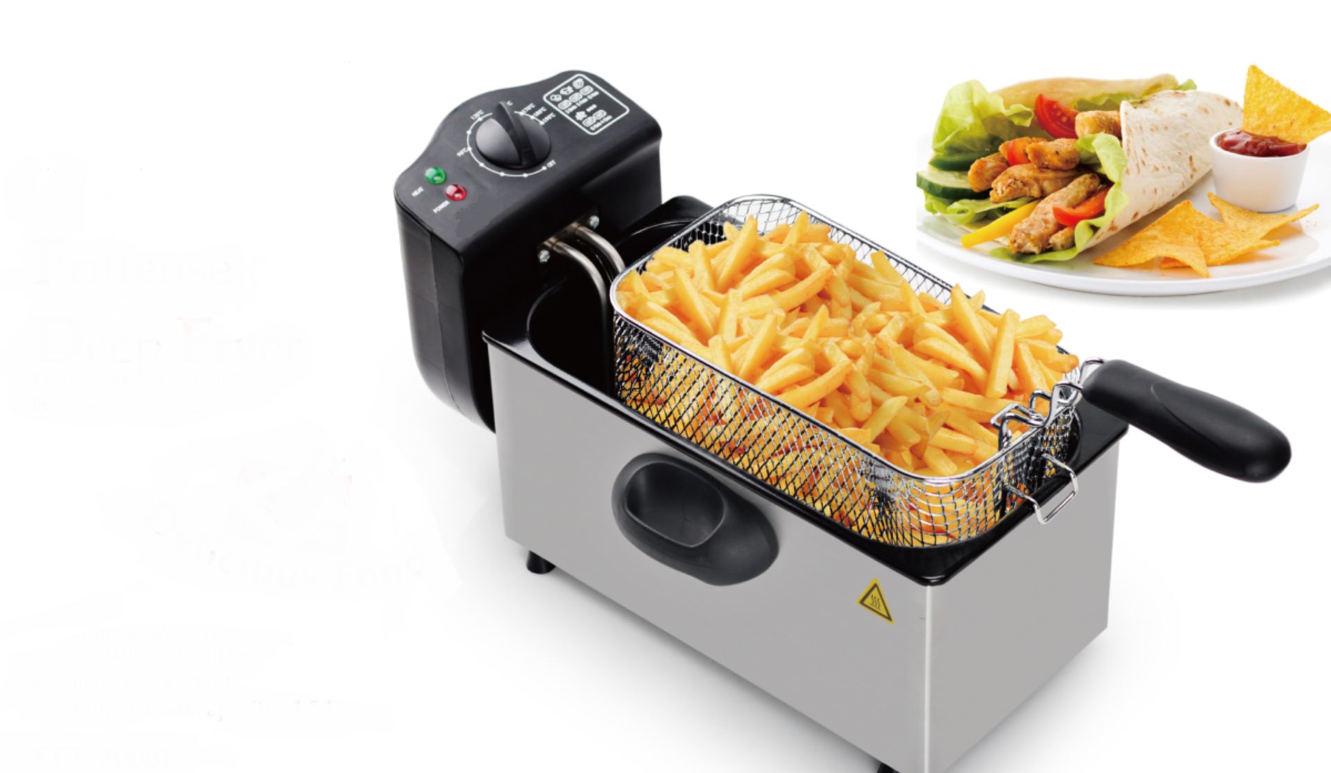 V *TRADE QTY* Brand New Three Litre Stainless Steel Deep Fryer-Removable Lid-Adjustable Thermostat- - Image 2 of 2