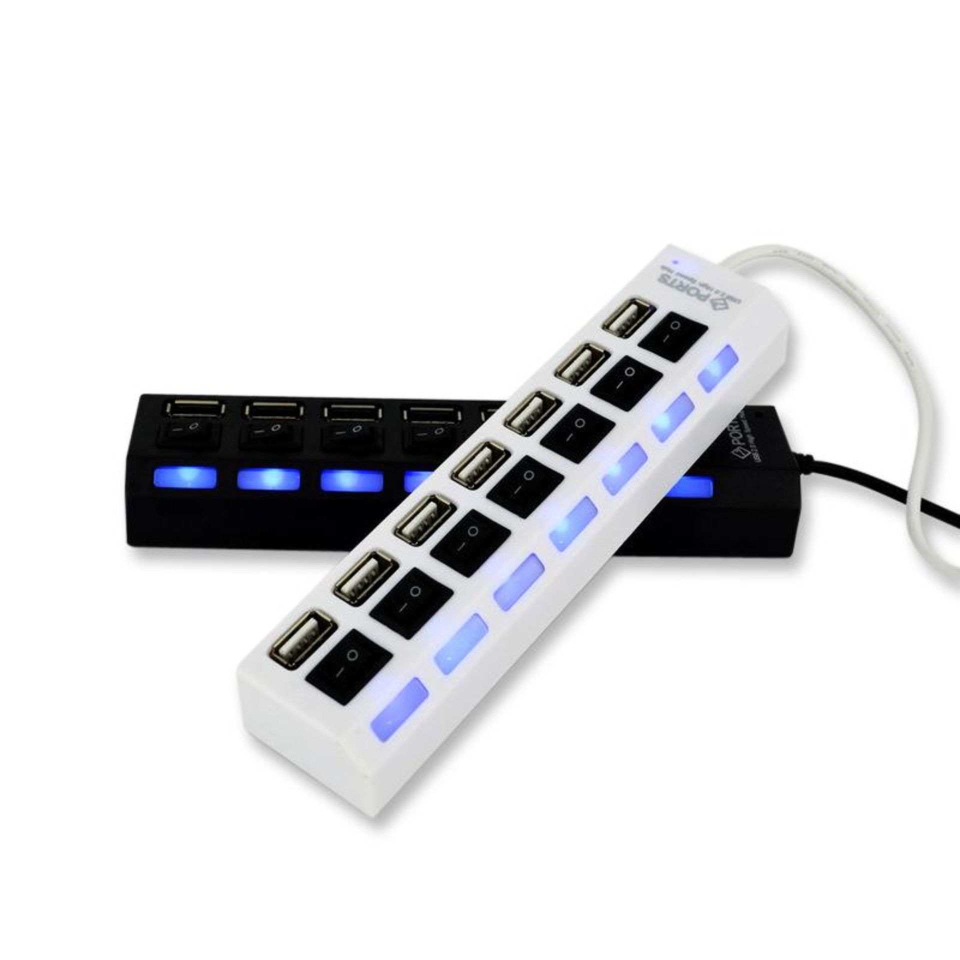 *TRADE QTY* Brand New 7 Port USB High Speed Hub - On/Off Switch on Each Port - With Blue LED - Image 2 of 3
