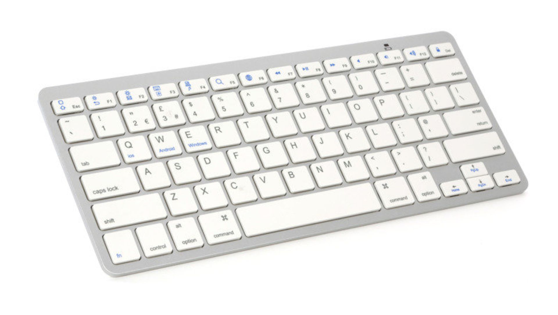 V *TRADE QTY* Brand New Apple Compatible Silver and White Bluetooth Keyboard - Compatible with IOS - Image 2 of 2