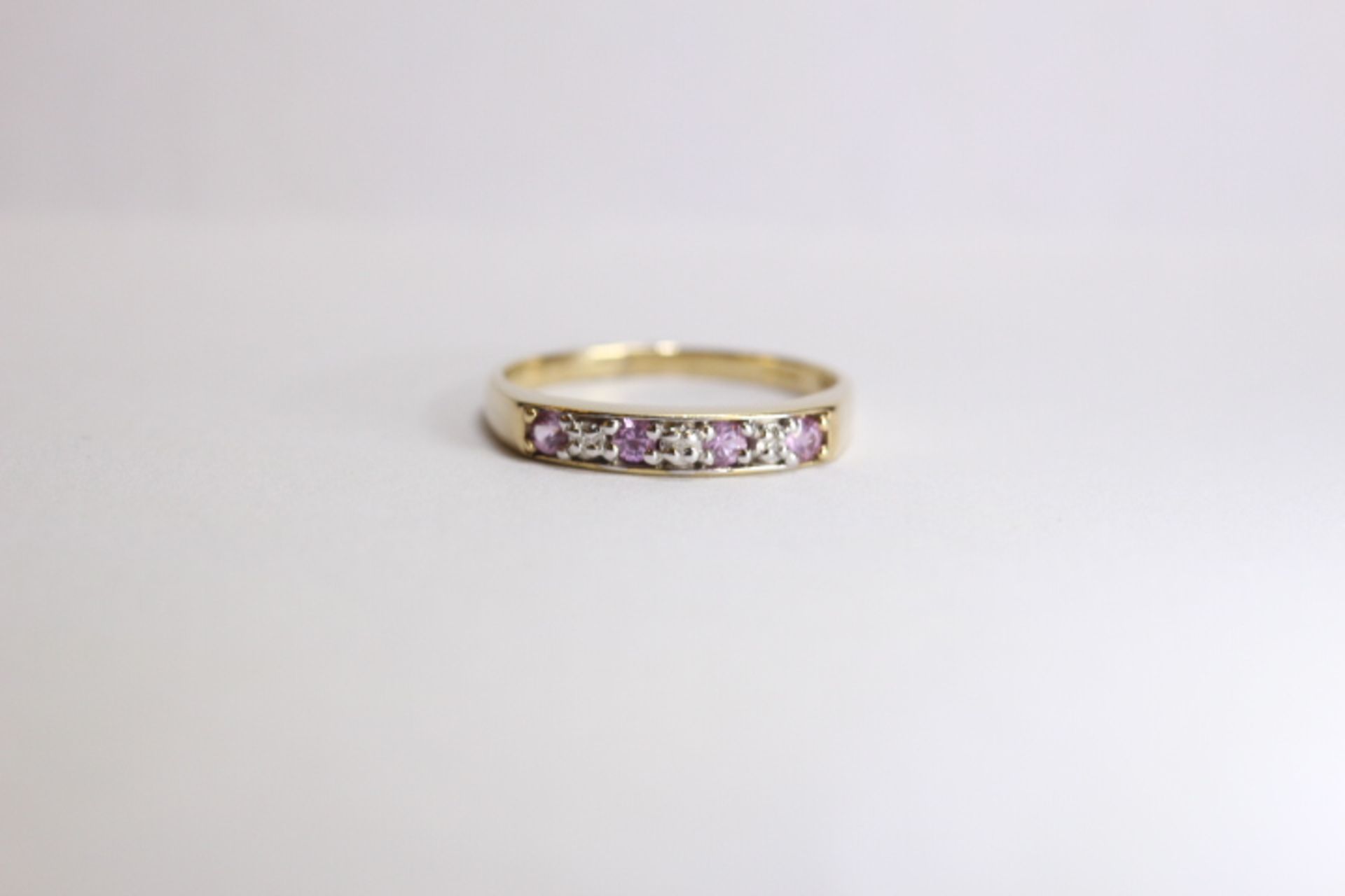Brand New Yellow Gold Pink Topaz & Diamond Ring