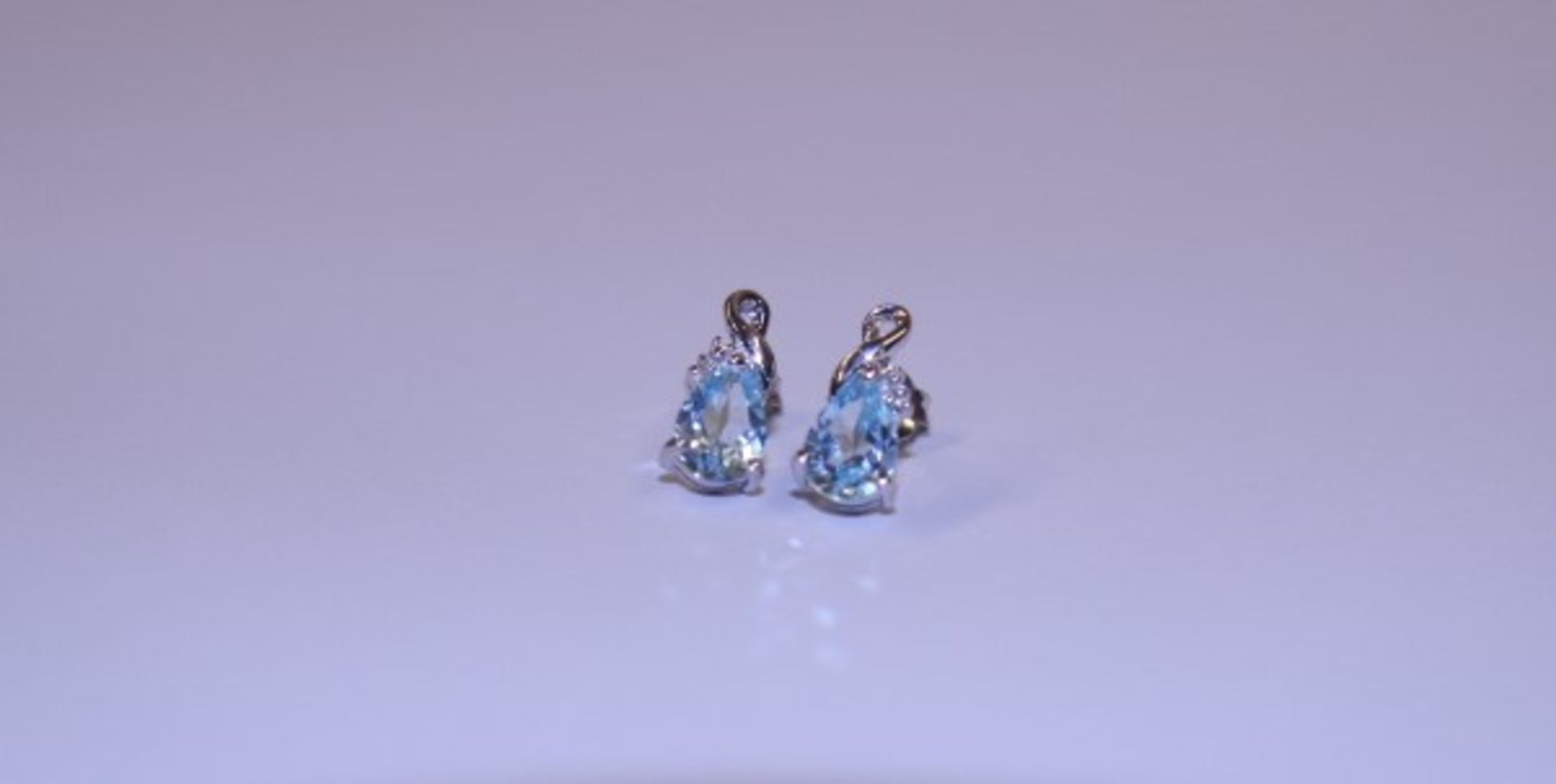 Brand New Pair WM Blue Topaz & Diamond Earrings