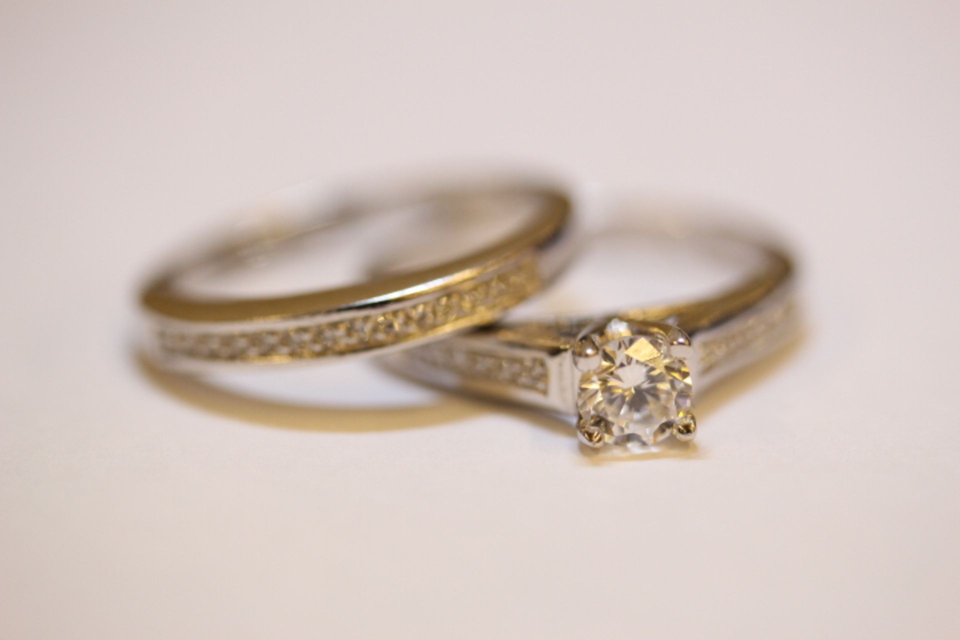 Brand New WM White Stone Wedding Band & Engagement Ring Set - Image 2 of 3