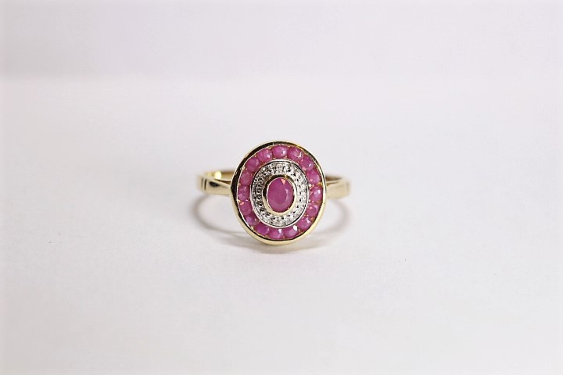 Brand New Yellow Gold Ruby & Diamond Ring