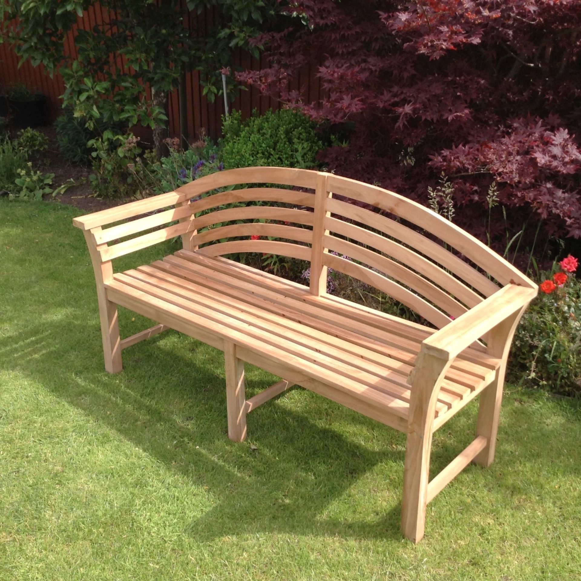 V Brand New Teak Princess Bench Seats Three People (ISP £275 Sustainable Furniture) NOTE: Item Is