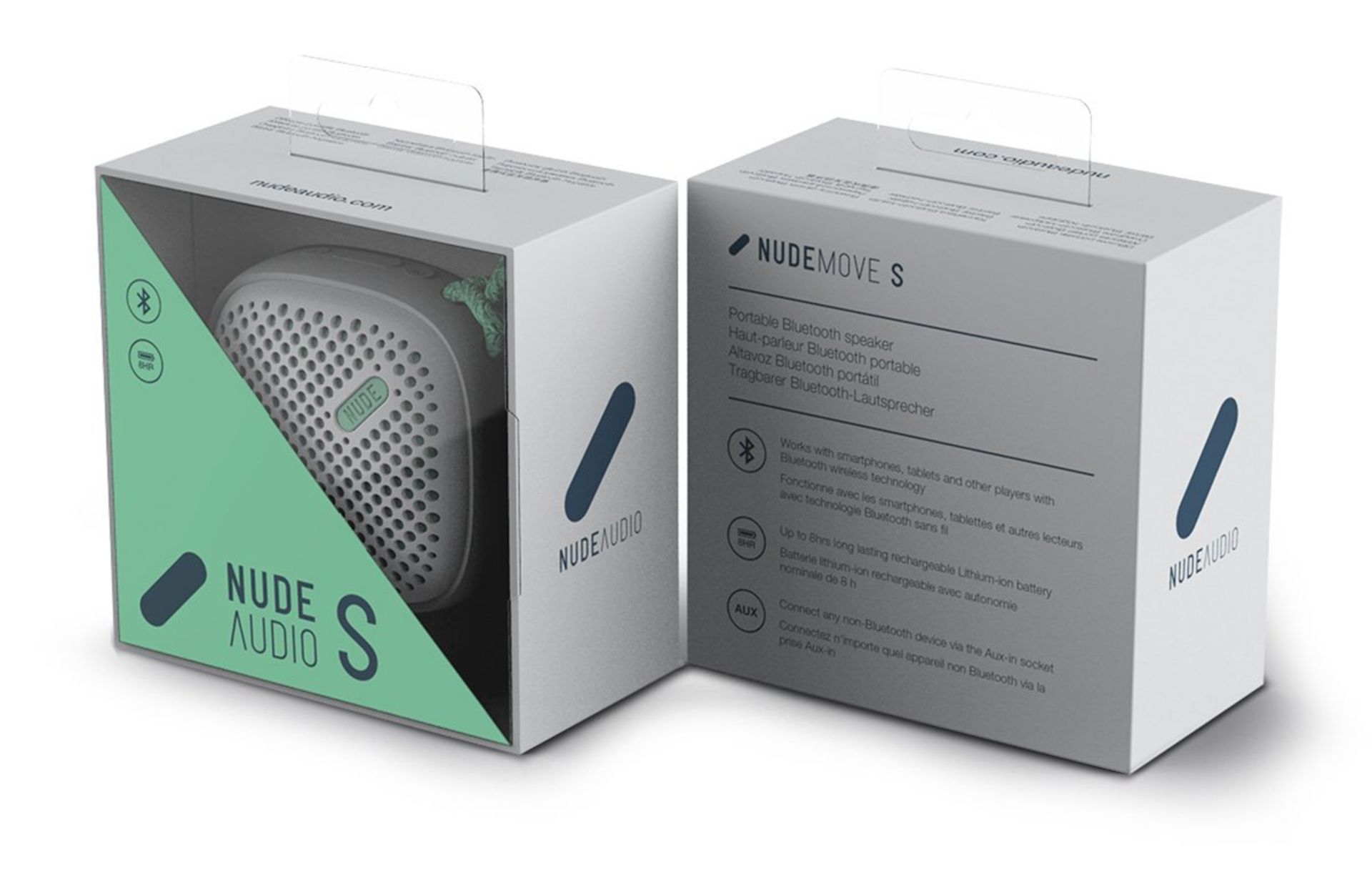 V Brand New Nude Audio Move S Bluetooth Speaker Grey/Green With 8hr Battery Life And AUX Socket - Bild 2 aus 2