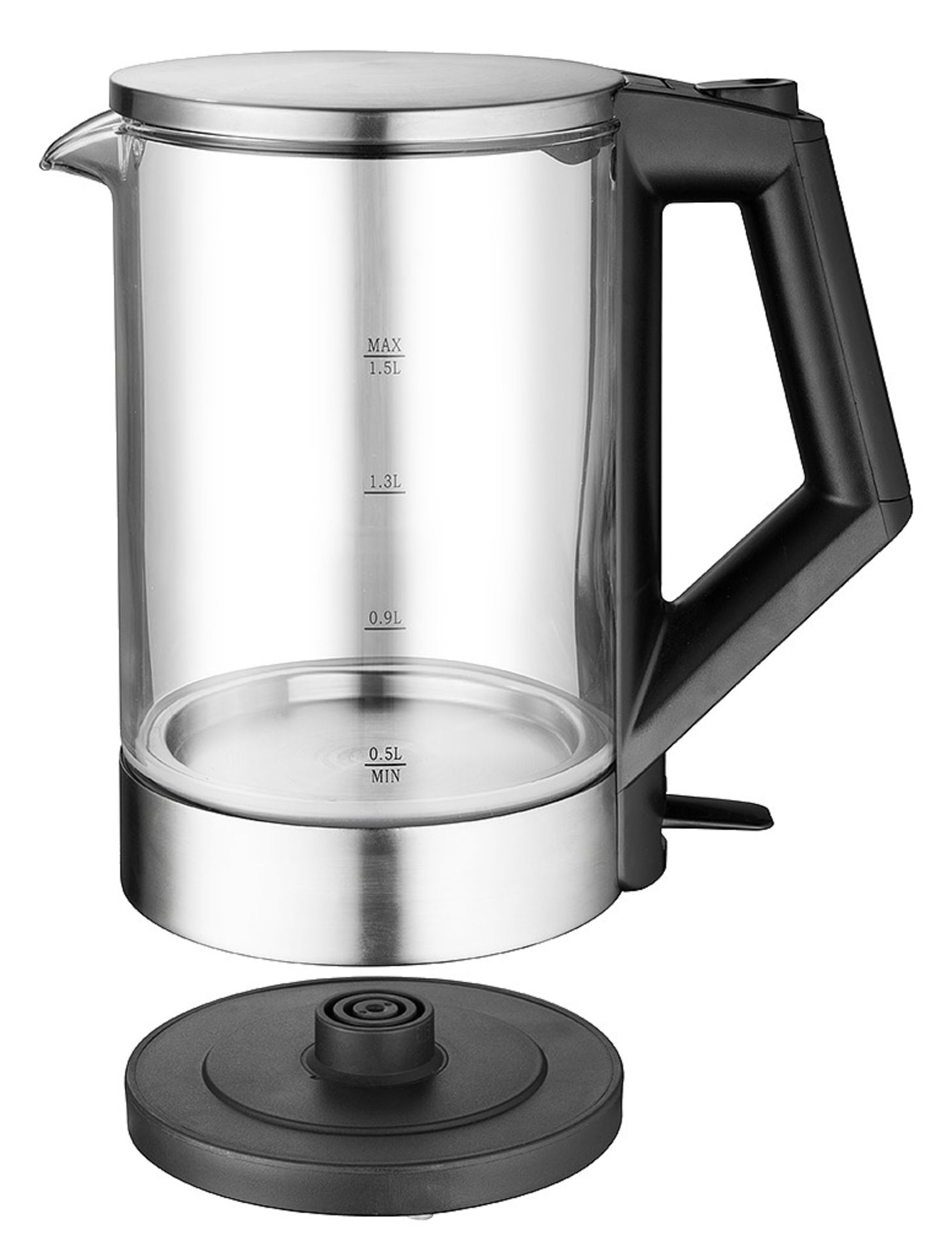 V *TRADE QTY* Brand New Stainless Steel & Glass Led 1.5 Litre Jug Kettle Convenient Cord Storage-