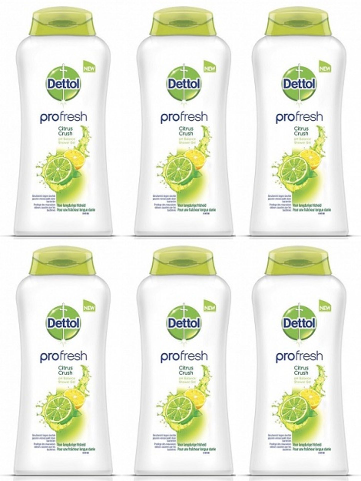 V *TRADE QTY* Brand New 6 x 500 ml Bottles Dettol Profresh Citrus Crush ph Balance Shower Gel X 6