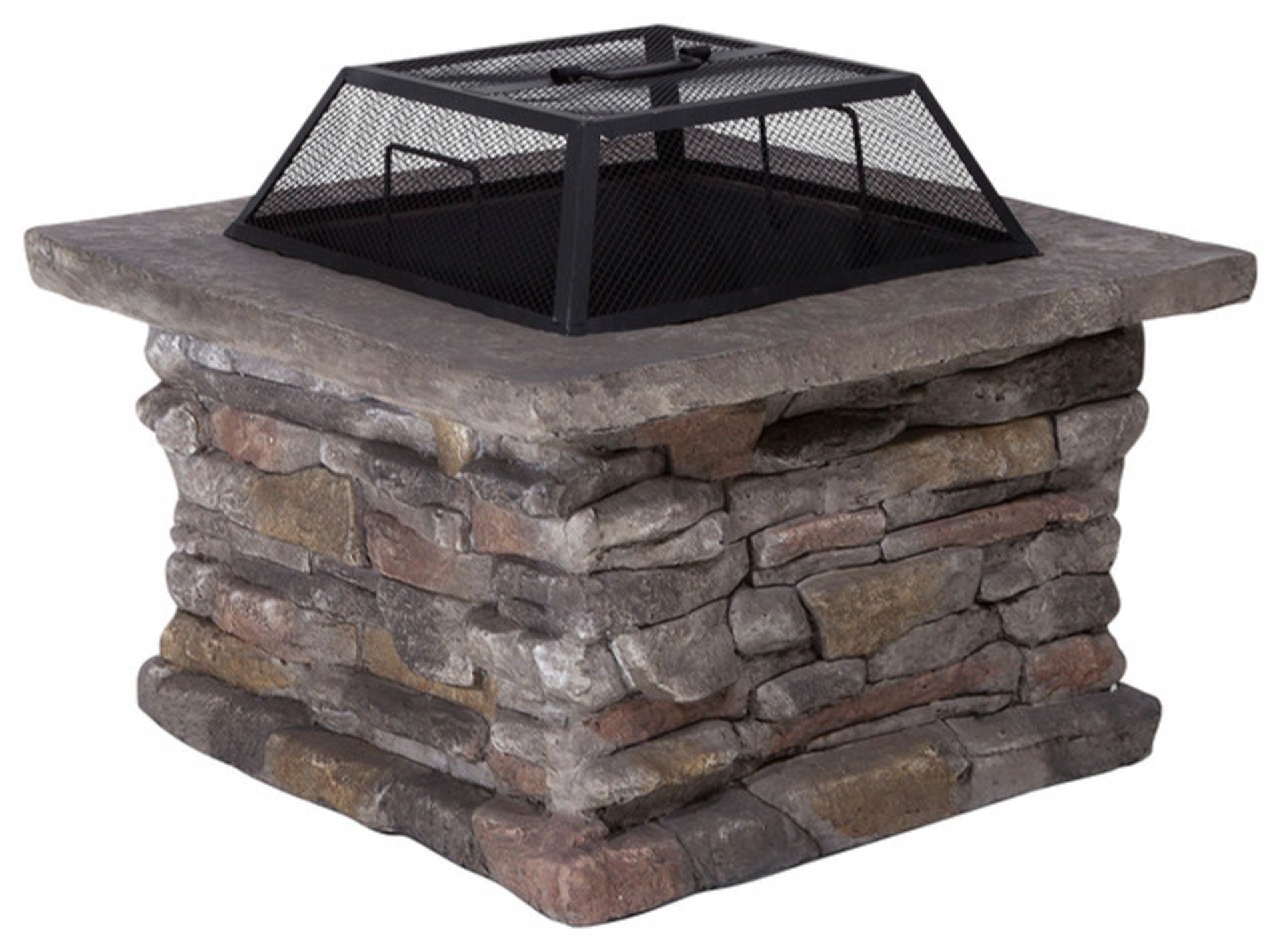 V Brand New Square Wood Burning Firepit 74 x 74 x 58 cm (WxDxH) Includes Fire Bowl, Base, Charcoal