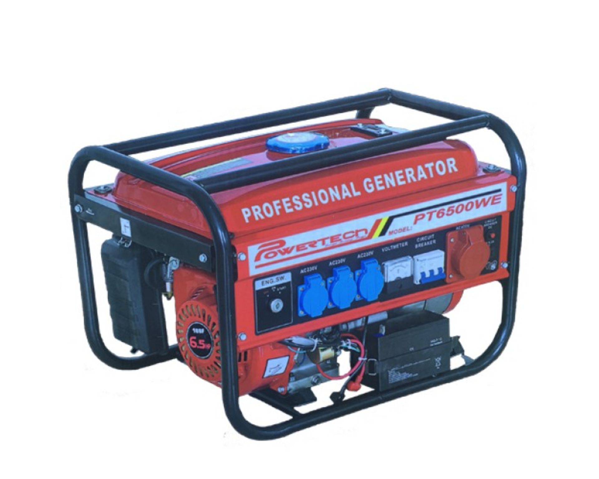 V Brand New 6500w Professional Gasoline Generator - 220v/380v - 4-Stroke Single Cylinder - Air