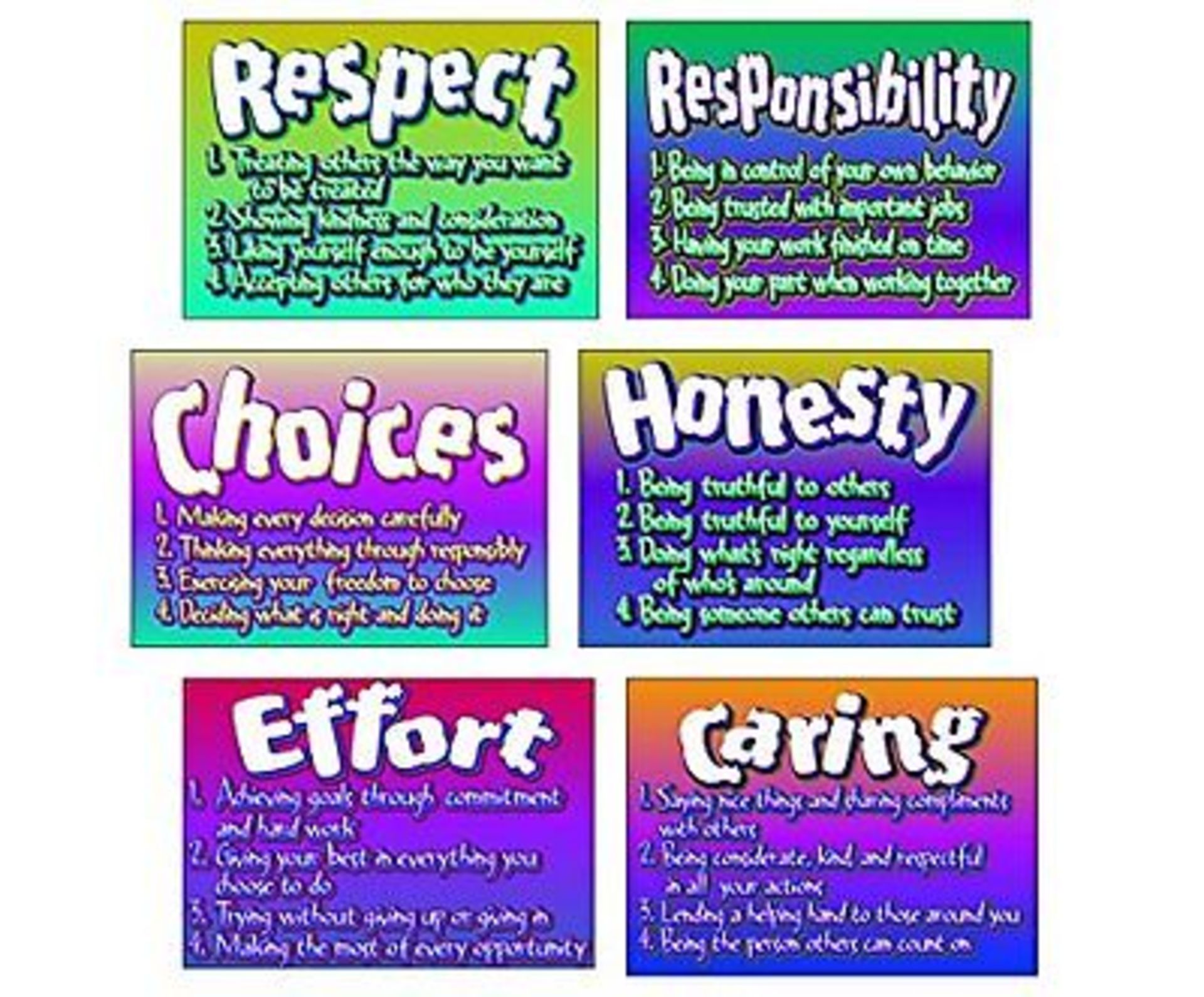 V Brand New A Lot Of Six Packs Of Six Character Trait Poster Combo Packs Consisting Of-