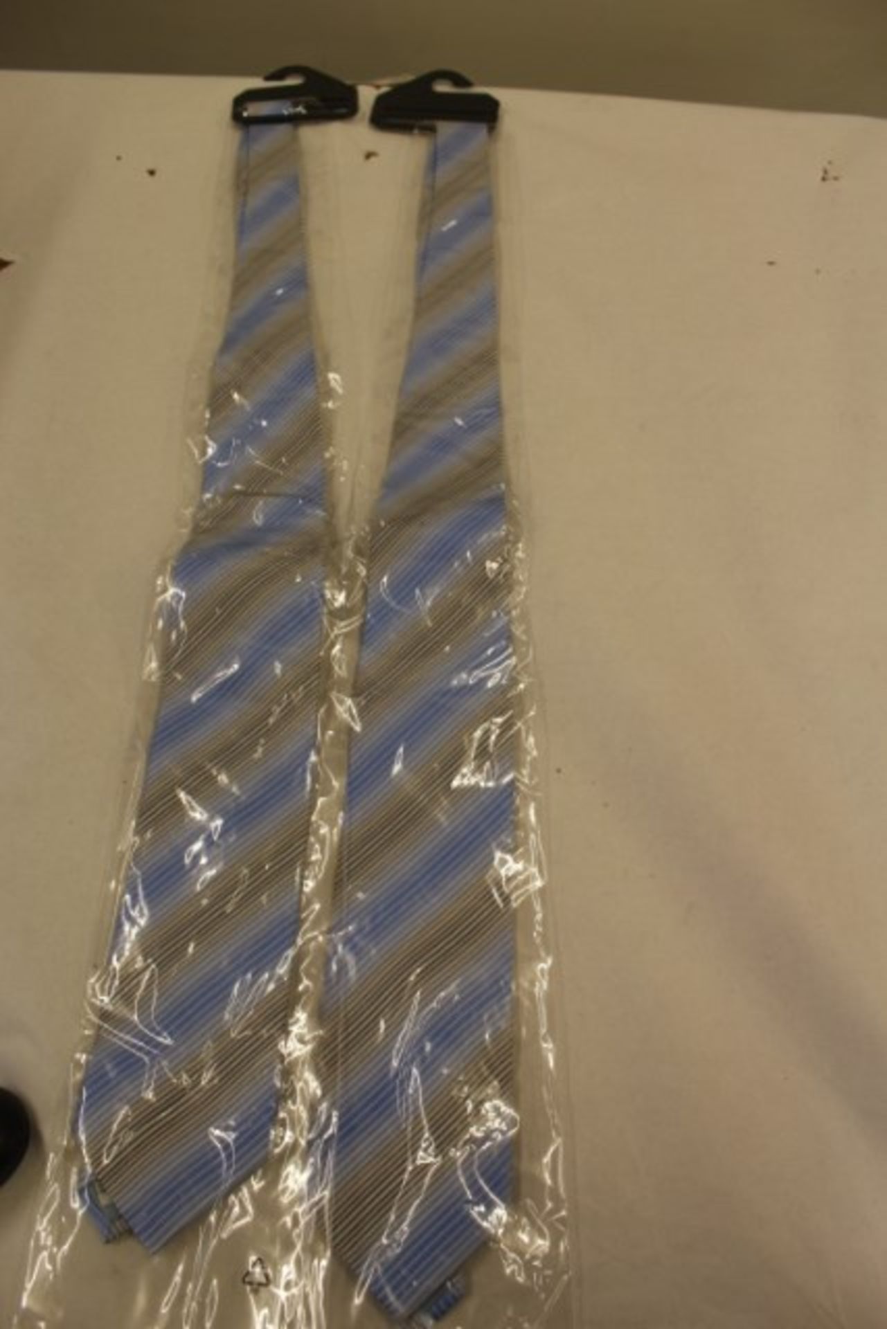 Two Gents Blue/Grey/White Stripe Silk Ties