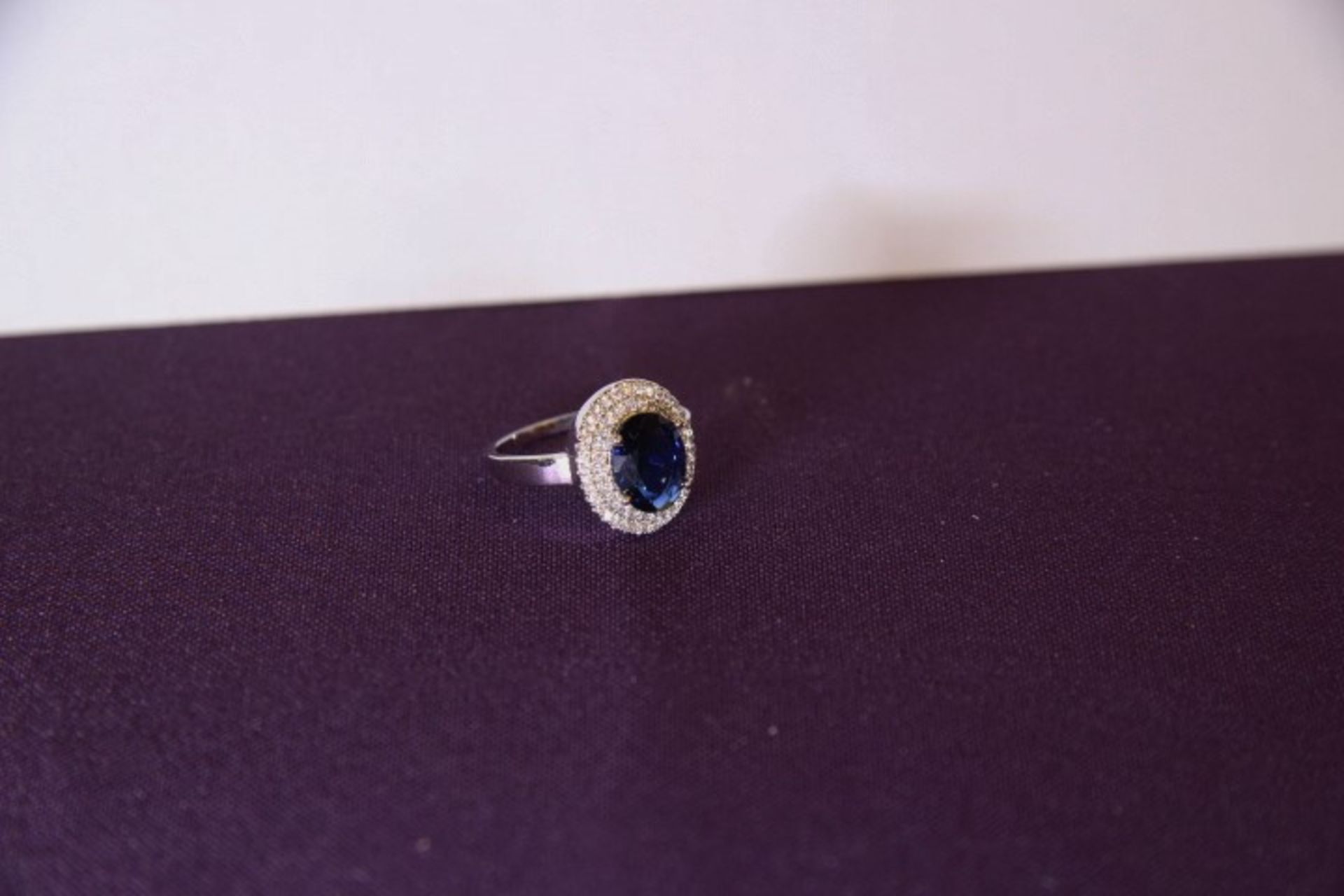 V Brand New Platinum Plated Blue and White Stone Ring X 2 YOUR BID PRICE TO BE MULTIPLIED BY TWO