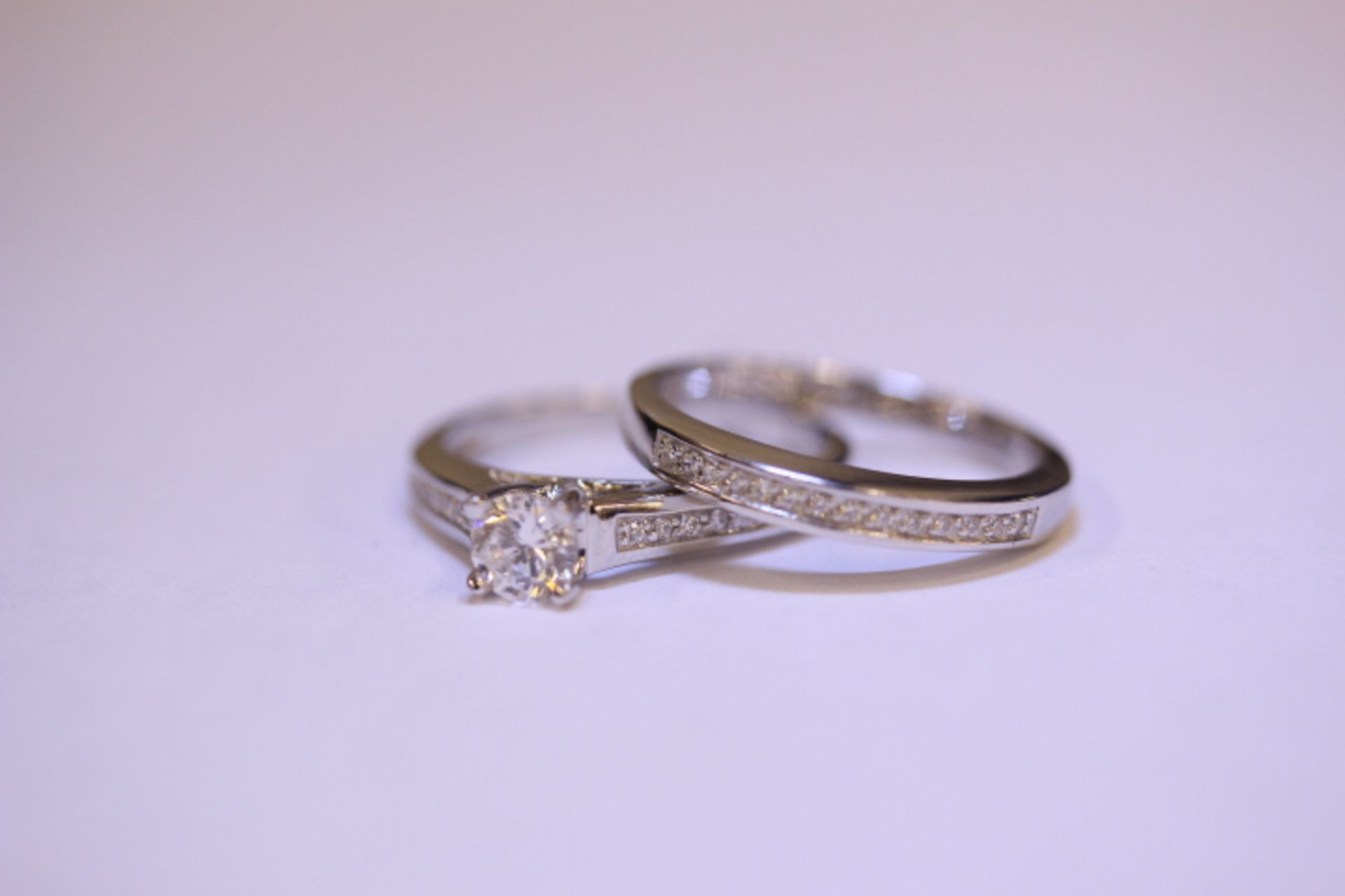 Brand New WM White Stone Wedding Band & Engagement Ring Set - Image 3 of 3