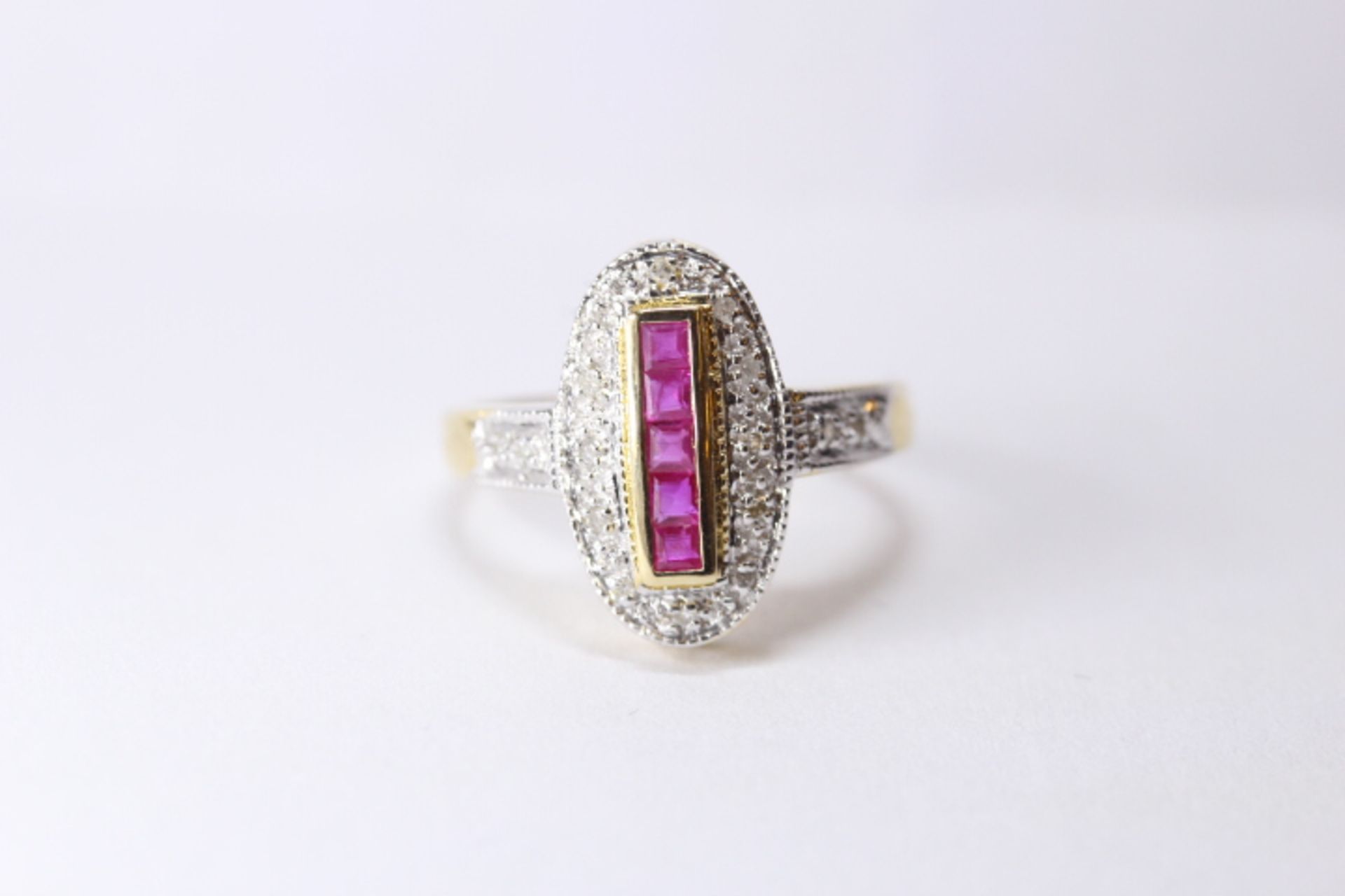 Brand New Yellow Gold Ruby & Diamond Ring