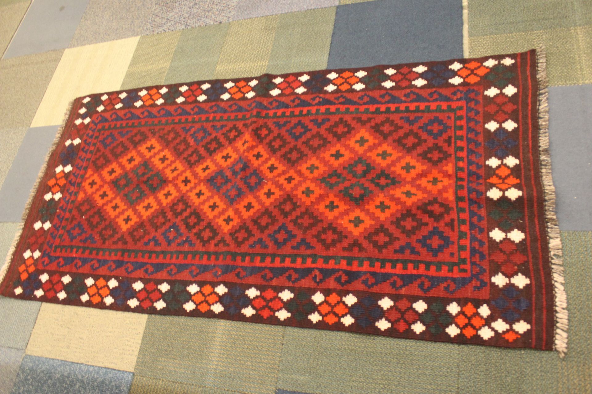 Brand New Quality Large Afghan Maimana Hand Made Lamb Wool Kilim Rug Double Face Design 202 x