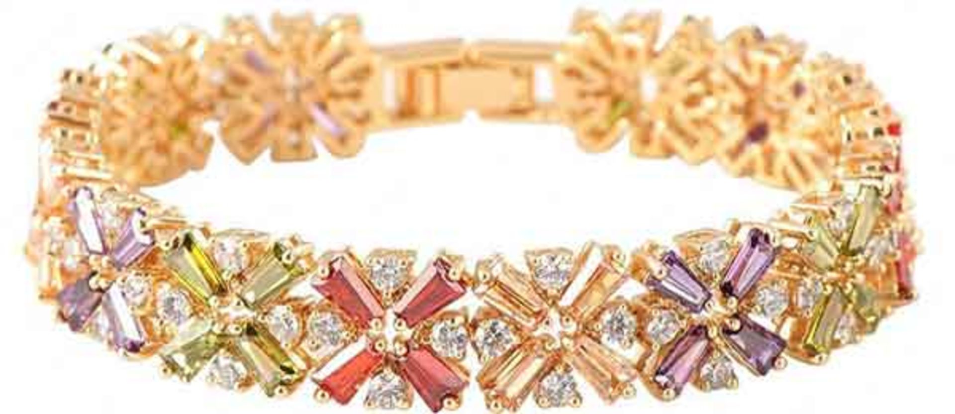 V Brand New Rose Gold Plated Autrian Crystal Bracelet with Multi Colour Stones