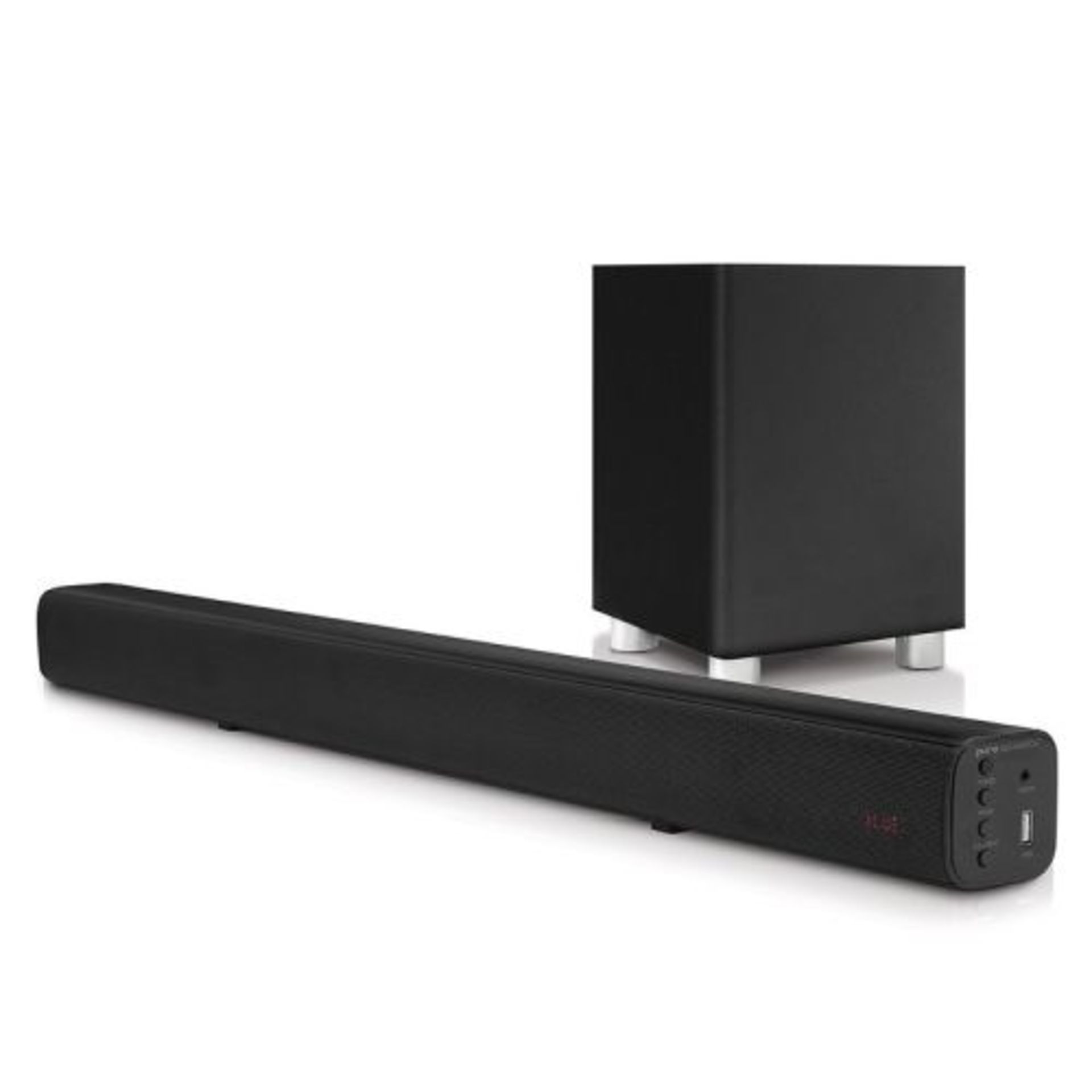 V Brand New Pure Acoustics SBW-175 Bluetooth 2.1Ch Surround Soundbar with Wireless Subwoofer -