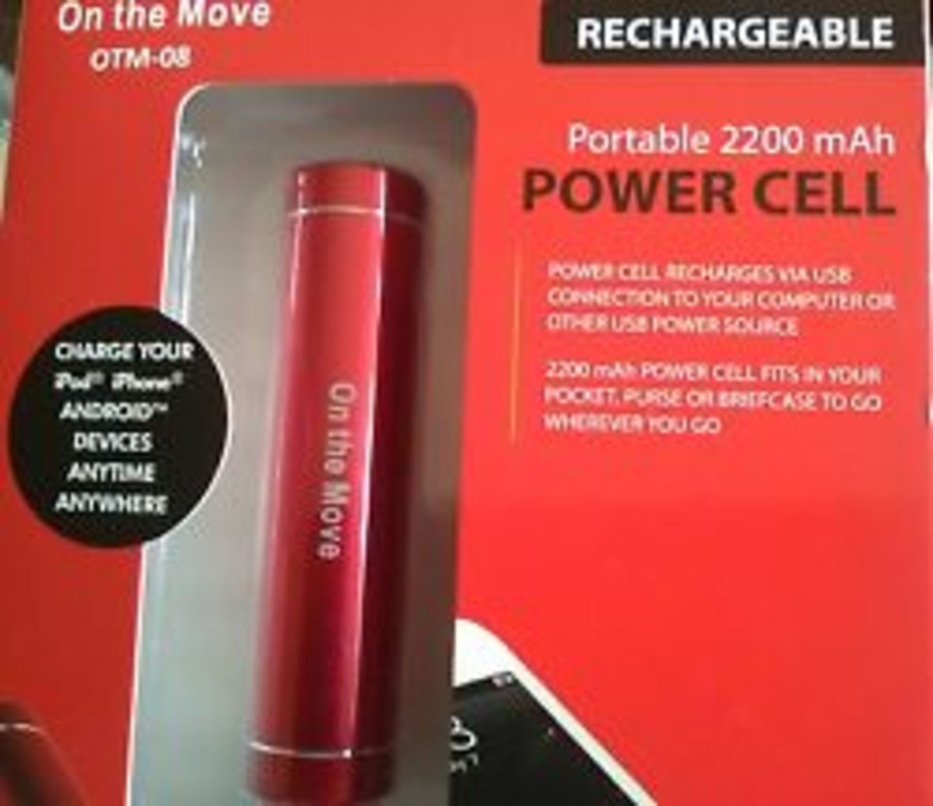 V *TRADE QTY* Brand New On The Move Portable 2200mAh Power Cell Rechargeable Power Bank - Incldues - Image 2 of 2