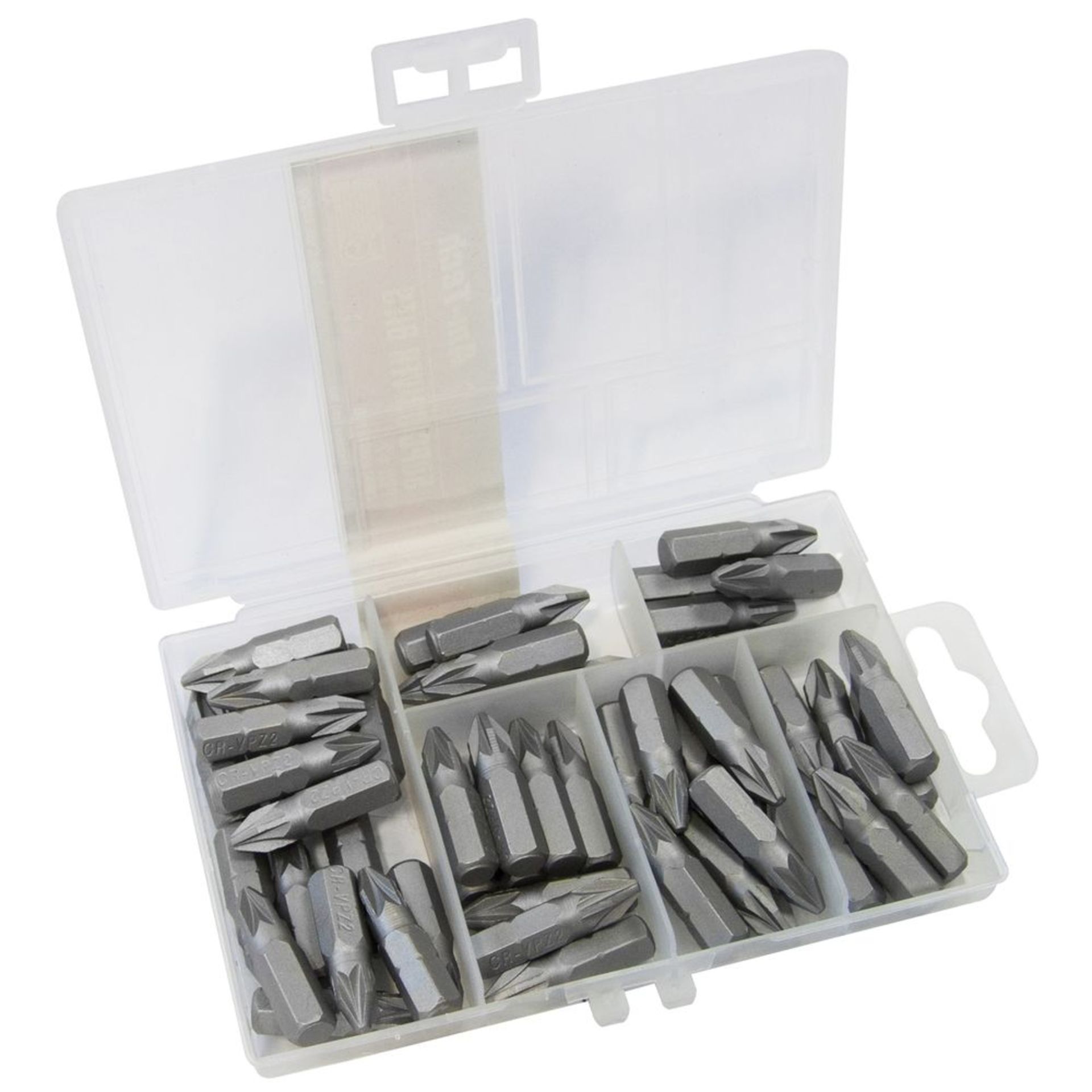 V *TRADE QTY* Brand New 50 Piece Pozi #2 Chrome Vanadium Bit Set in Storage COntainer X 10 YOUR