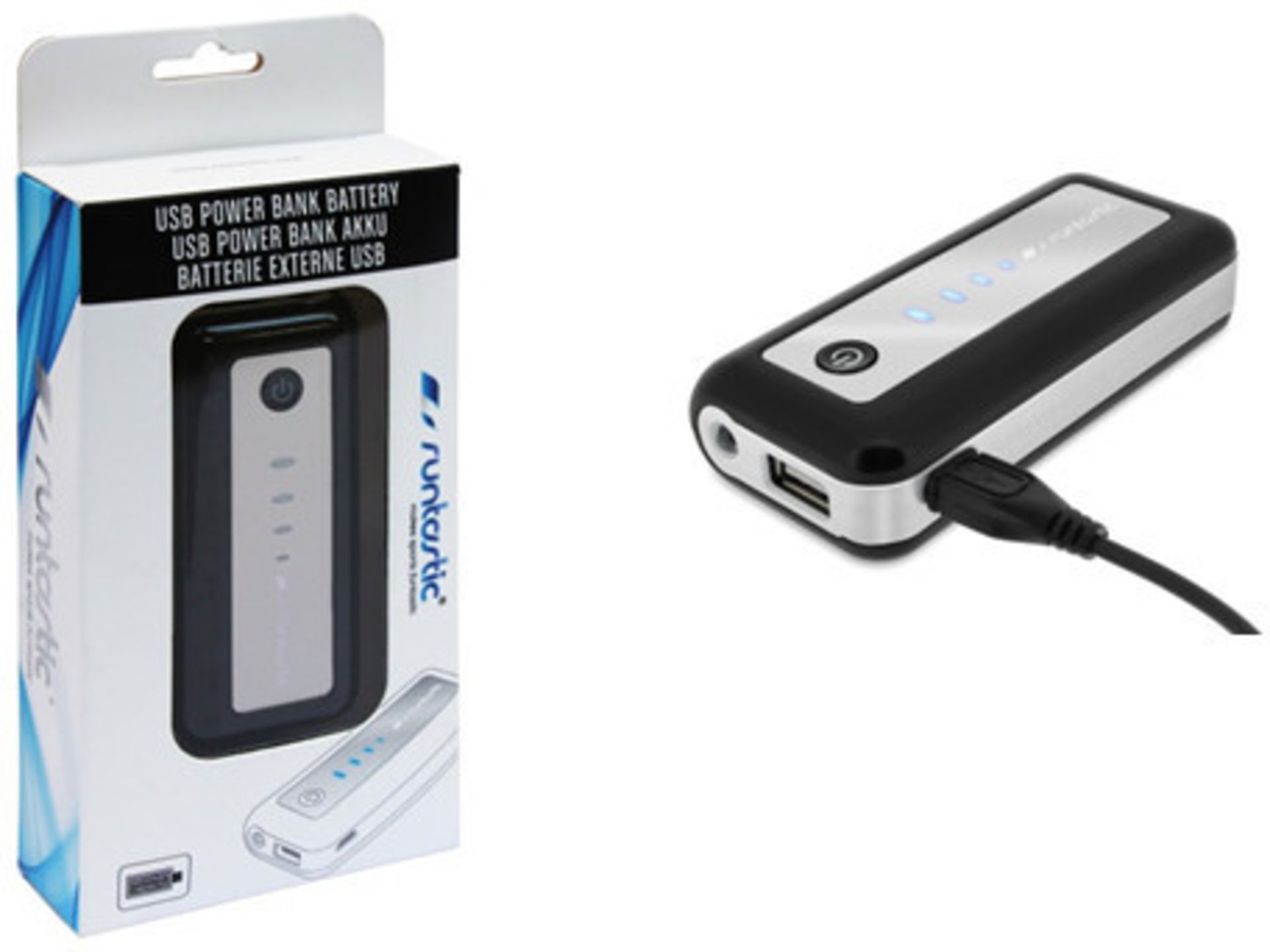 V *TRADE QTY* Brand New Runtastic USB Power Bank With Integrated LED Flashlight eBay Price £43.61