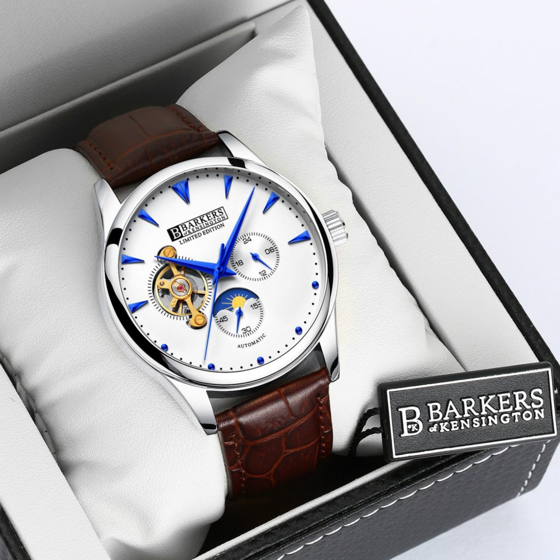 V Brand New Barkers Of Kensington Gents Limited Edition Automatic Watch with Blue Hands and - Bild 2 aus 3