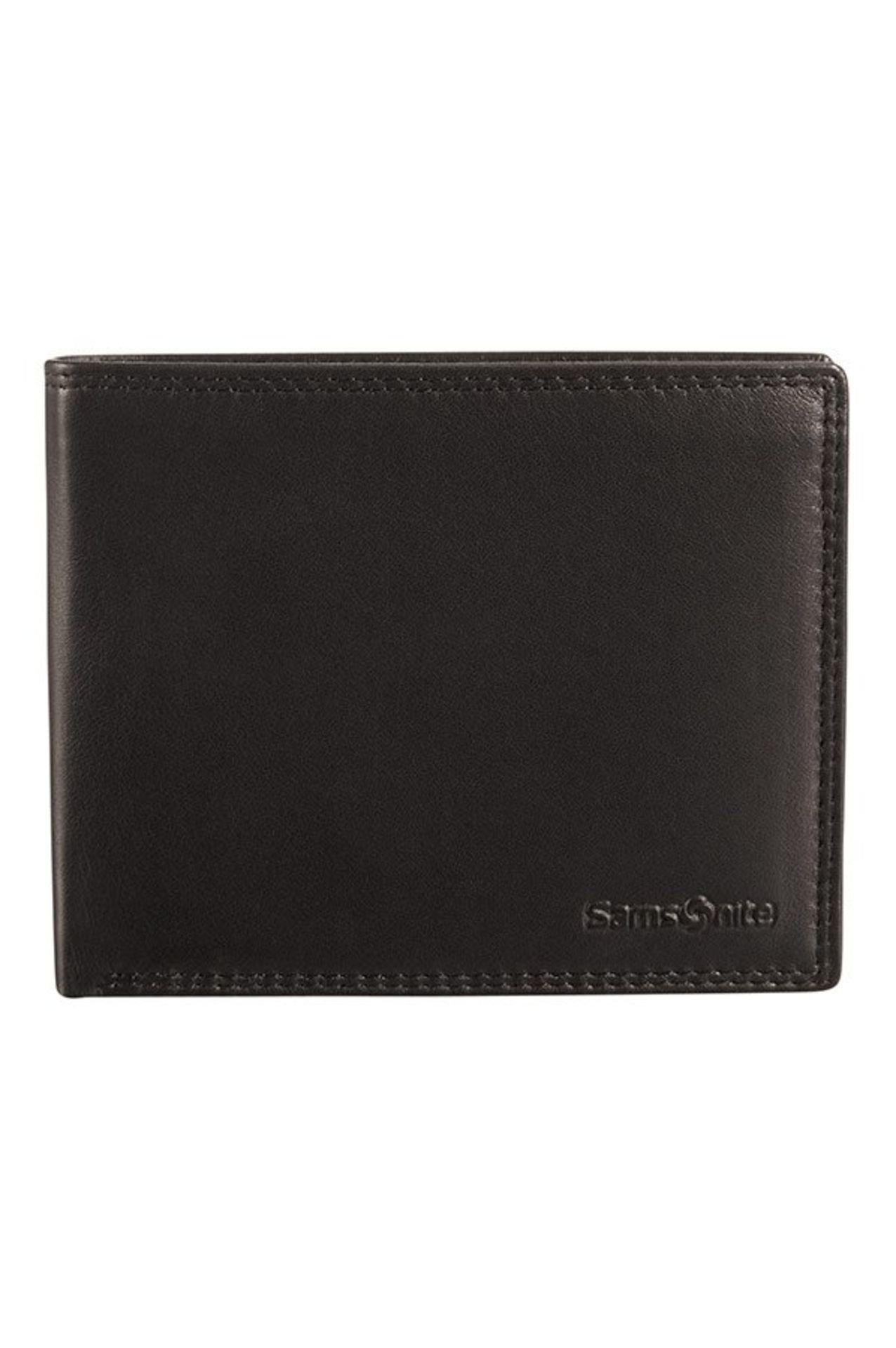 V Brand New Samsonite Gents Black Leather Wallet - 3 Credit Card Slots - Zip Pocket Section - 2 Note - Bild 2 aus 2