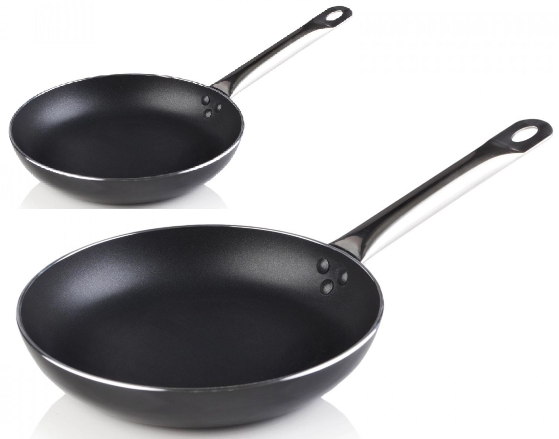 V *TRADE QTY* Brand New Set Of Two Professional Quality Induction Non-Stick Saute/Frying Pans - 20