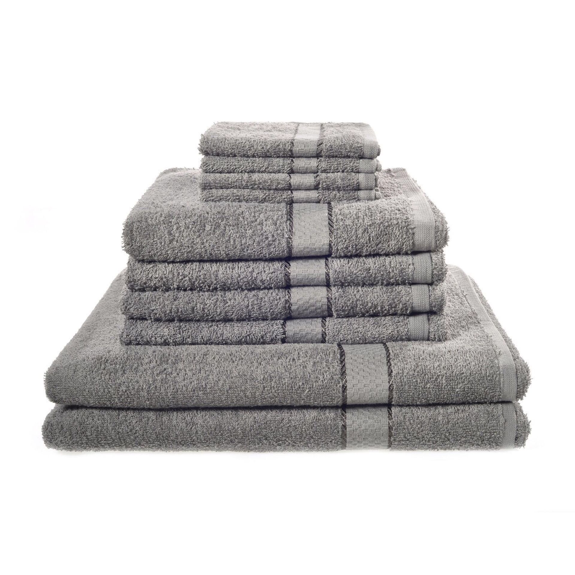 V Brand New Luxury 10 Piece Silver Towel Bale Set - 4 x Face Cloths - 4 x Hand Towels - 2 Bath