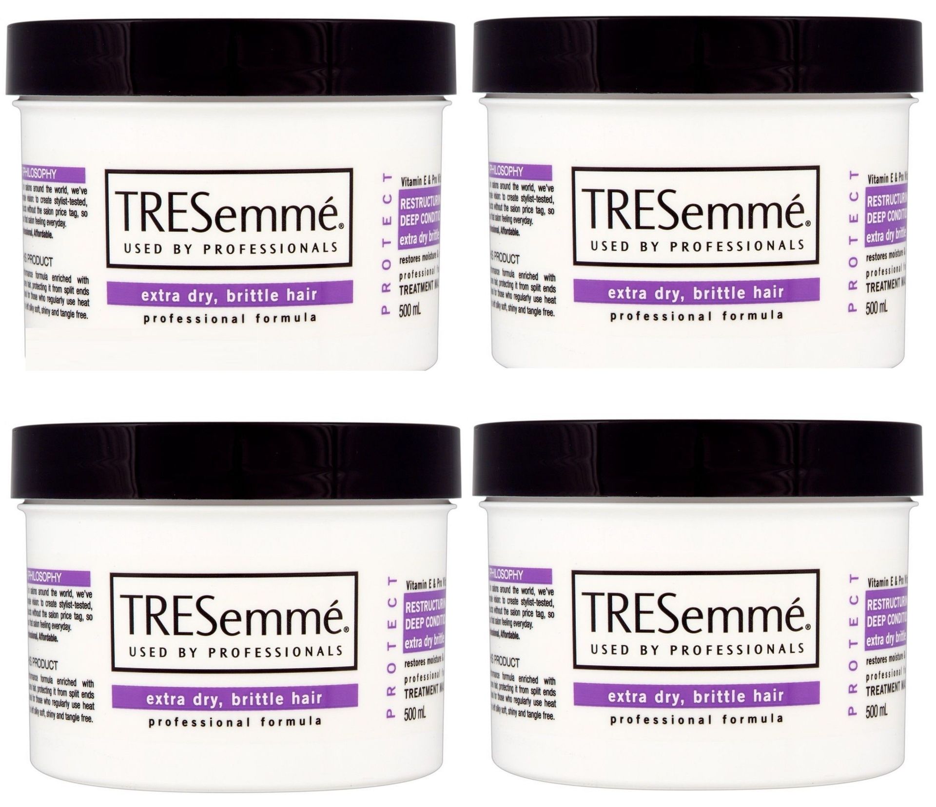 V Grade A A Lot Of Four 500ml Tubs TRESemme Professional Conditions Dry-Damaged Or Chemically