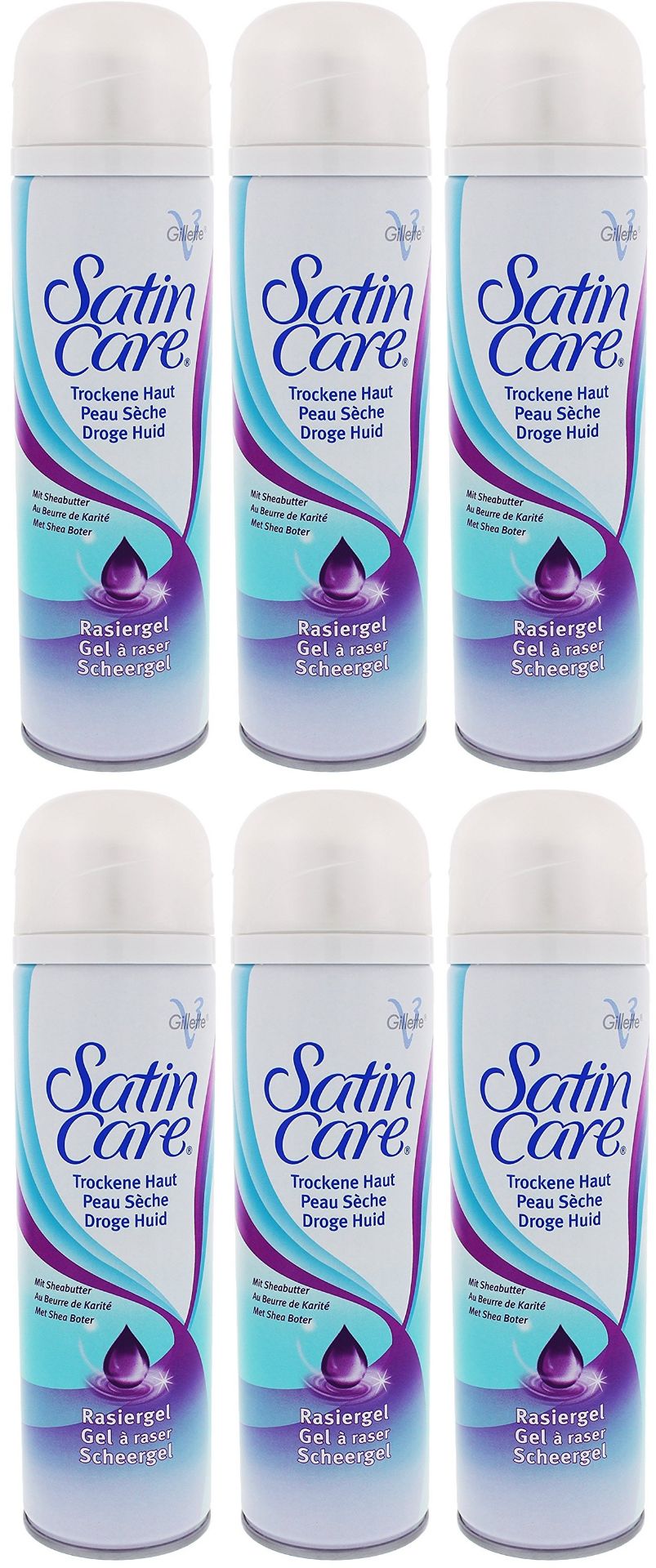 V Brand New A Lot of Six Gillette Satin Care Shaving Gel 200ml - For Dry Skin - ISP: £21.30 ( - Image 2 of 2