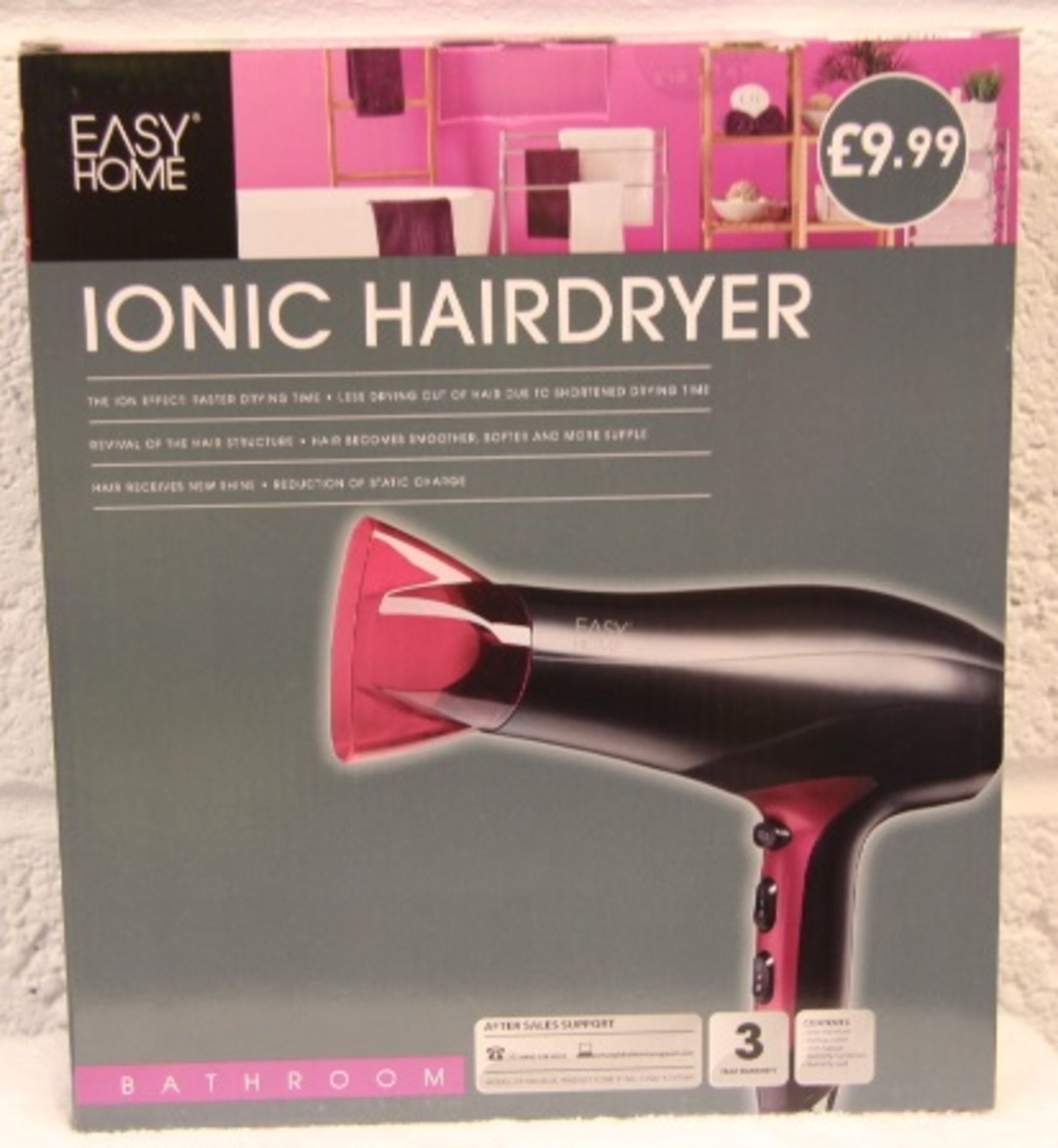 V *TRADE QTY* Brand New Easy Home Ionic Hairdryer-Faster Drying-Revival Of The Hair Structure X 10