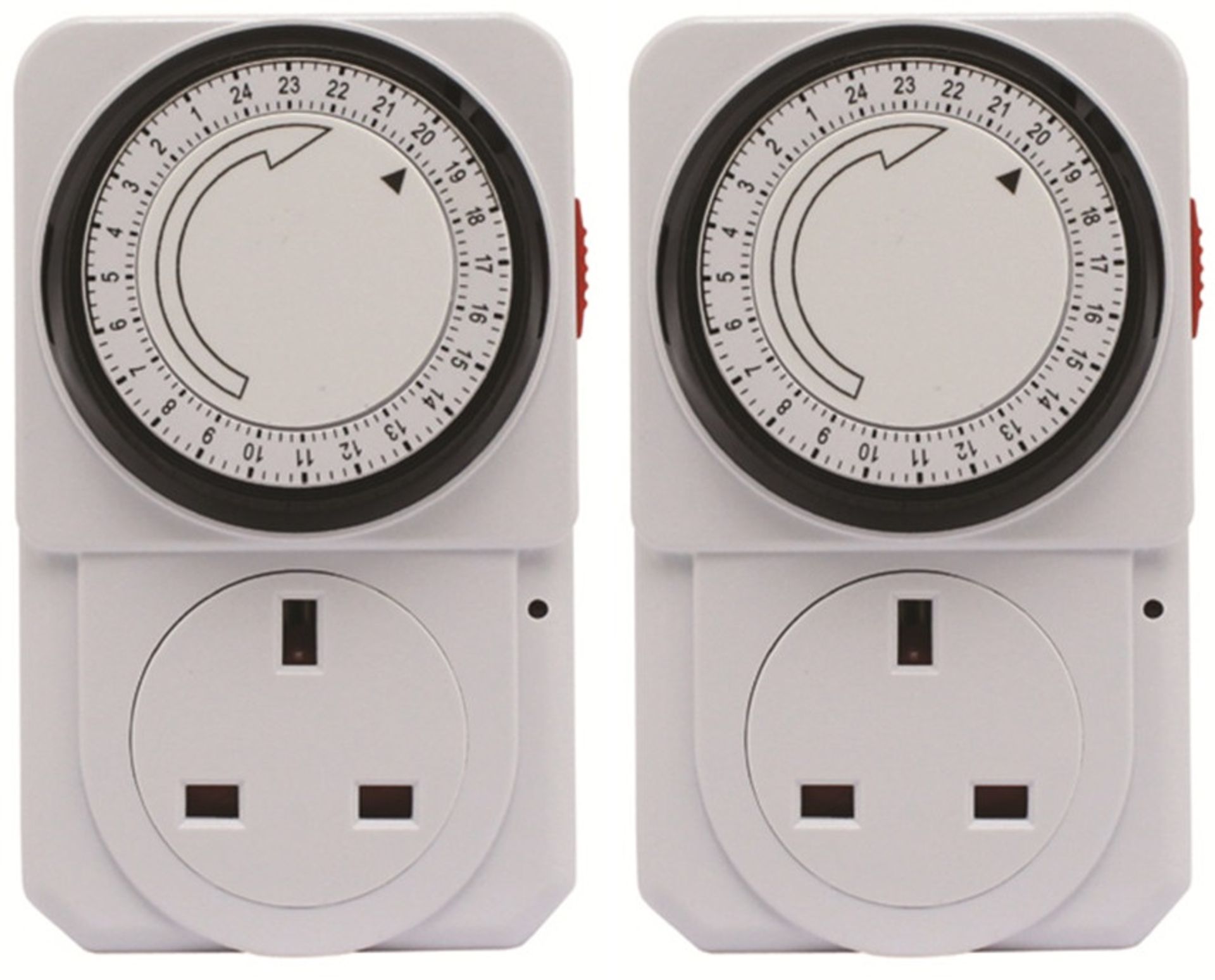 *TRADE QTY* Brand New Twin Pack Indoor Mechanical Timer Sockets With 24 Hour Timer - 48 Switches