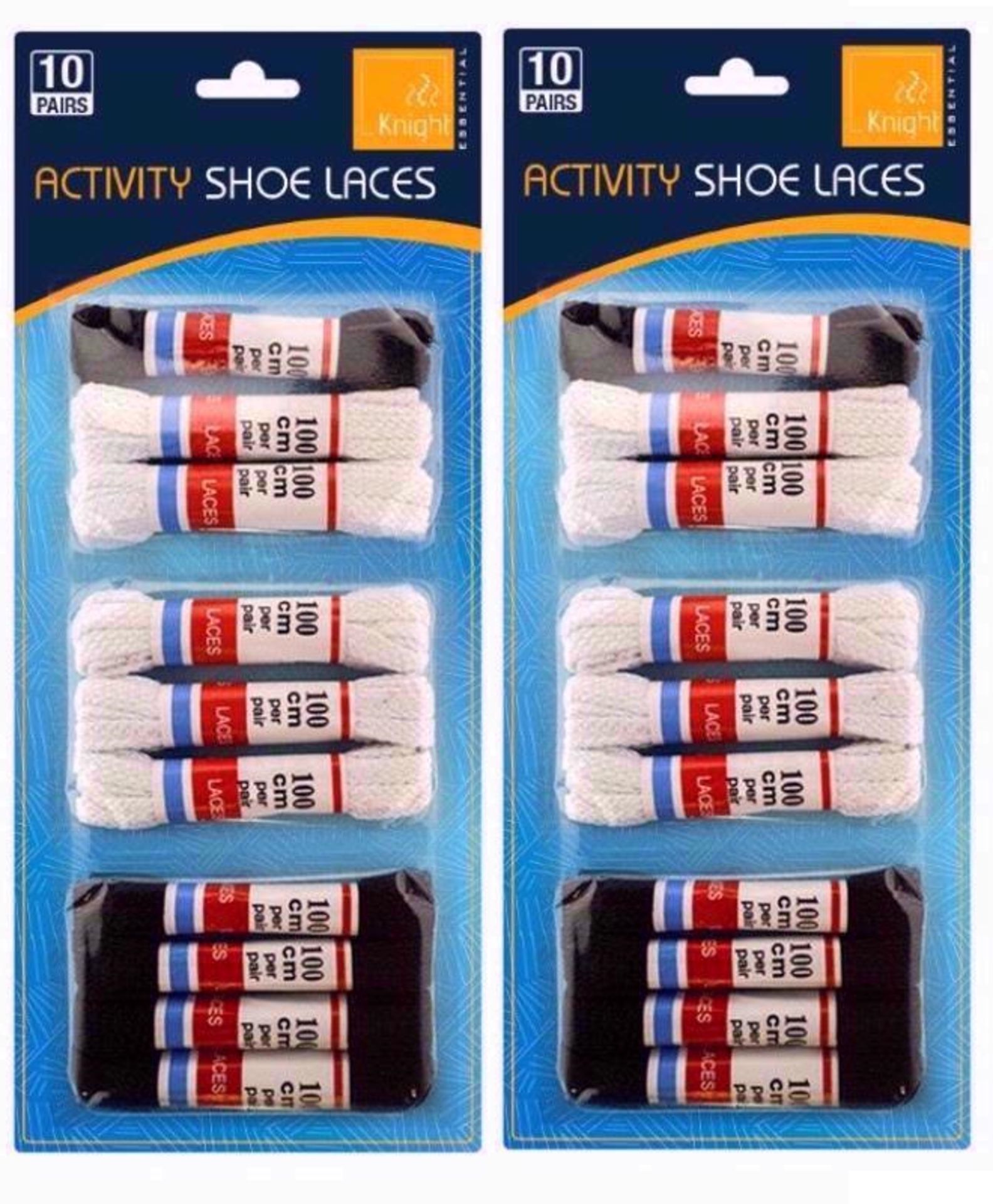 V *TRADE QTY* Brand New 2 Packs Of 10 Pairs Of Activity Shoe Laces - Includes 6 Black and 6 White