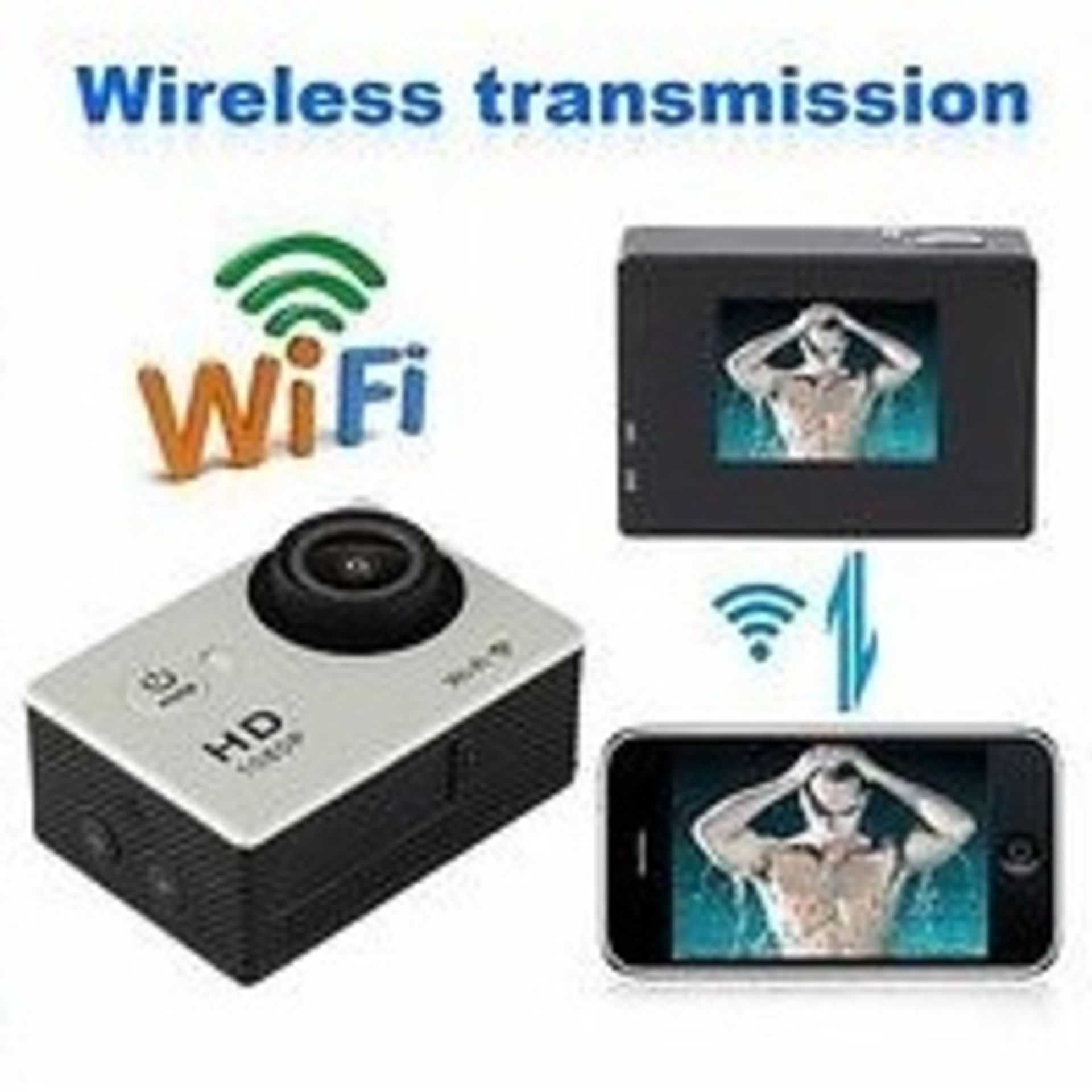 *TRADE QTY* Brand New FULL HD 1080p WiFi Waterproof Action/Sports Camera With 6G Multilayer Lens - - Bild 2 aus 3