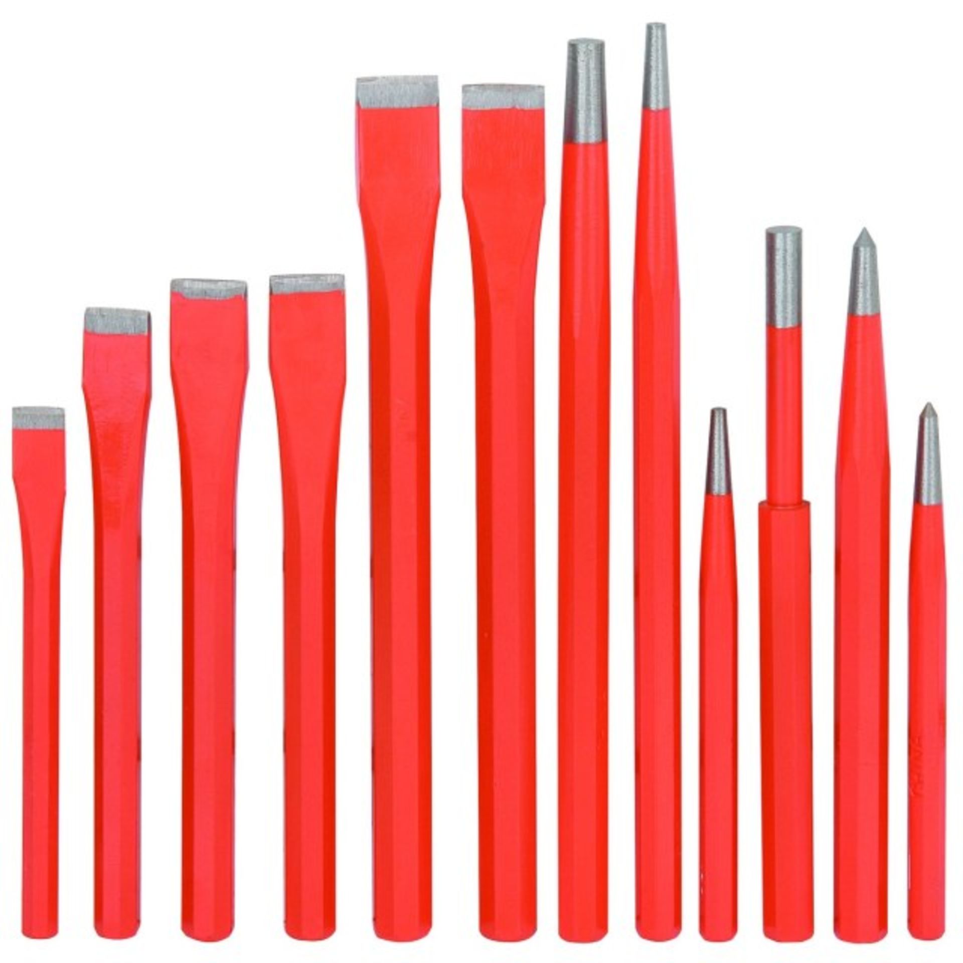 V *TRADE QTY* Brand New 12 Piece Punch And Chisel Set With Cold Chisels And Pin Punches In Storage