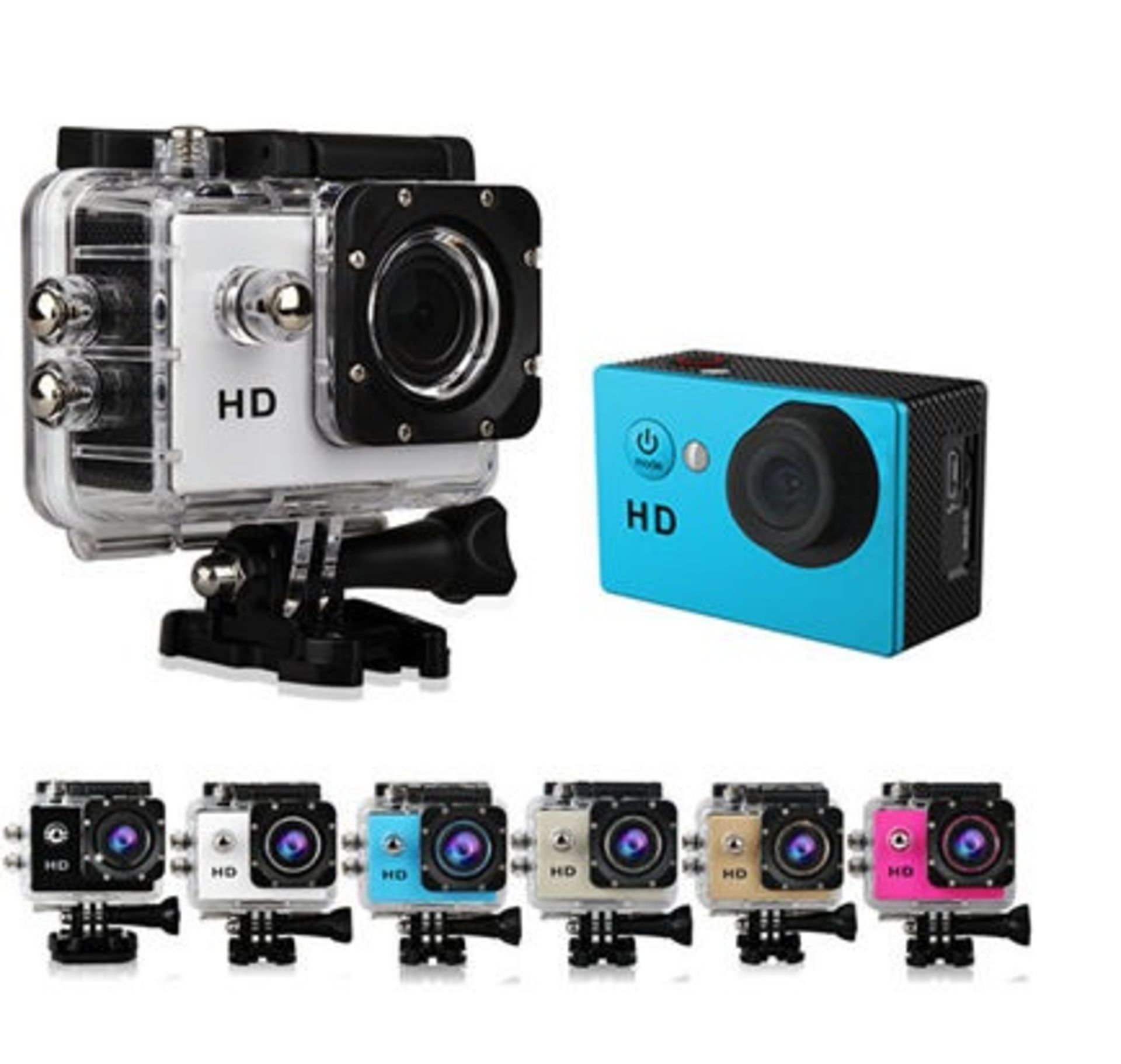 Brand New Full HD Waterproof Action Camera With Box And Accessories - 30m Waterproof - Mounts &