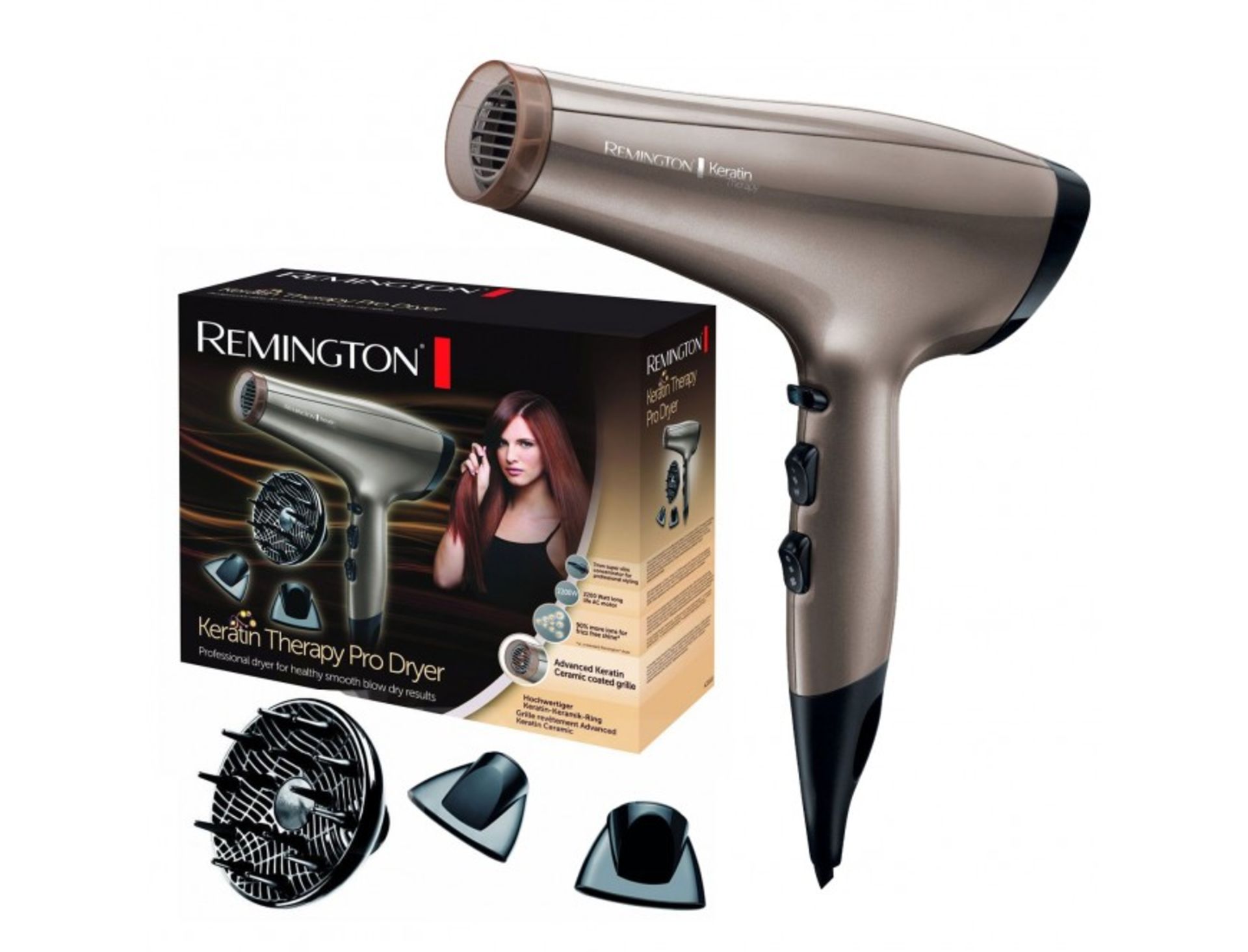 V Brand New Remington Keratin Therapy Pro Dryer 2200 Watt - Advanced Keratin Ceramin Coated Grill