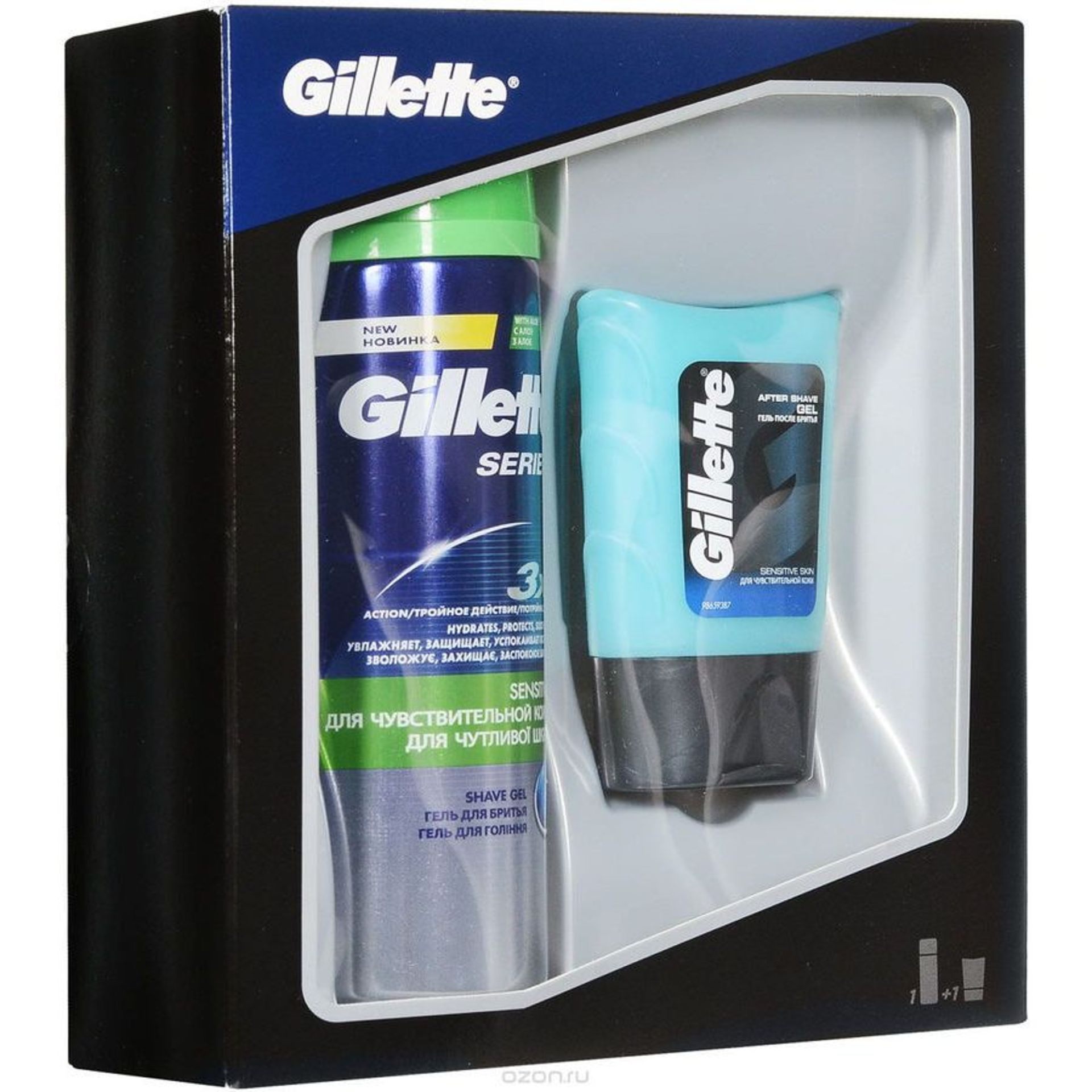 V Brand New Gillette Series Sensitive Shave Gel 200ml & Aftershave Gel For Sensitive Skin (75ml) X 2