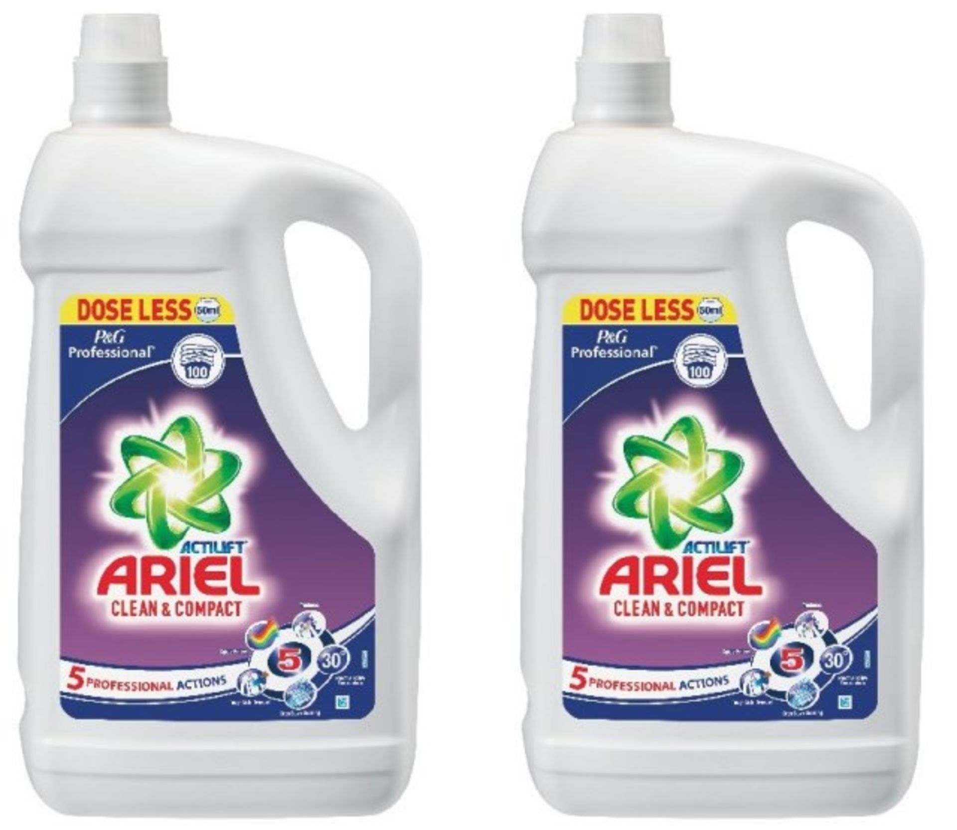 V *TRADE QTY* Brand New 10 Litres (2 x 5 litre) Ariel Liquid Colour 5 Professional Actions 200