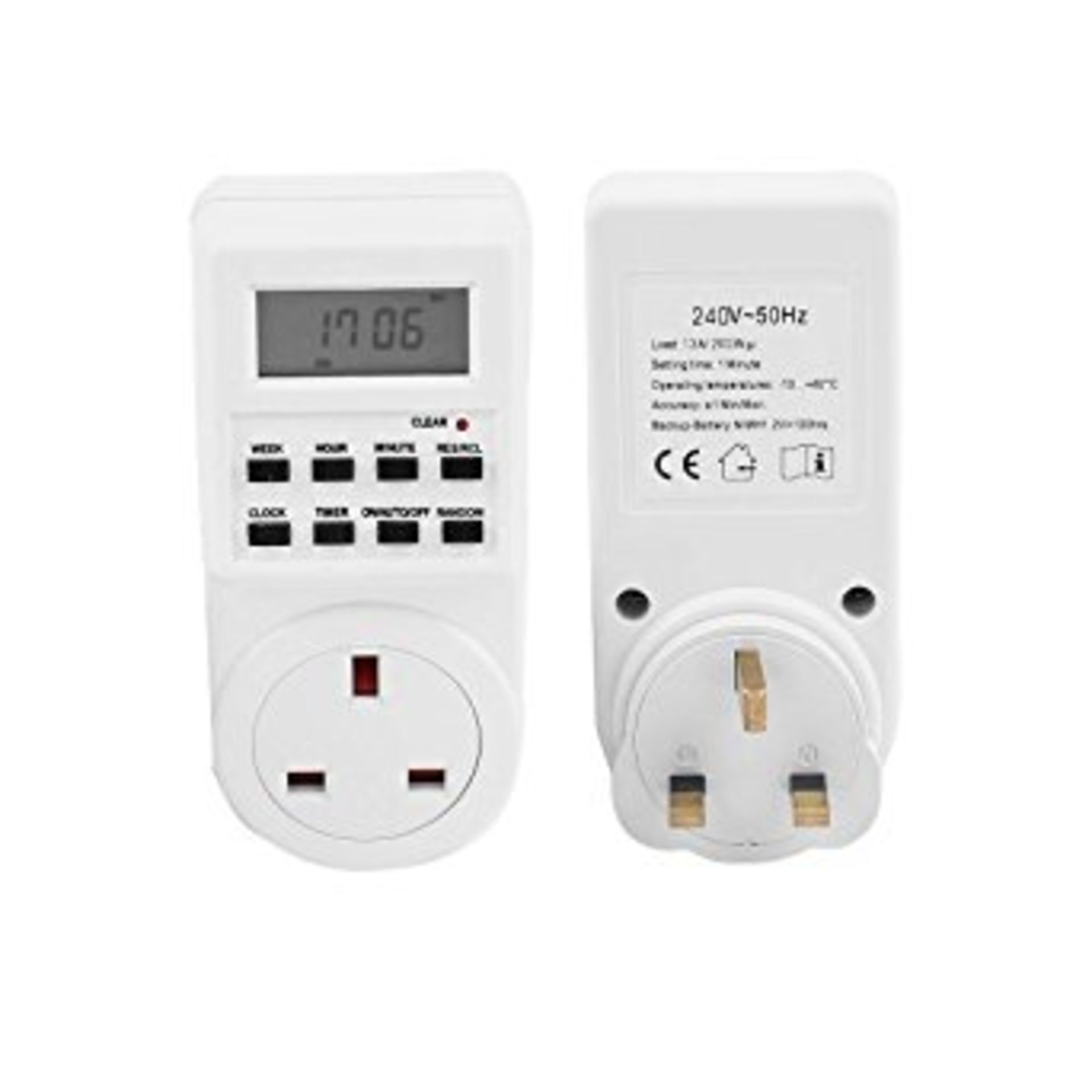 V Brand New Indoor Digital Timer Socket With 24 Hour Clock - 20 Programmable Points Per Day - Random