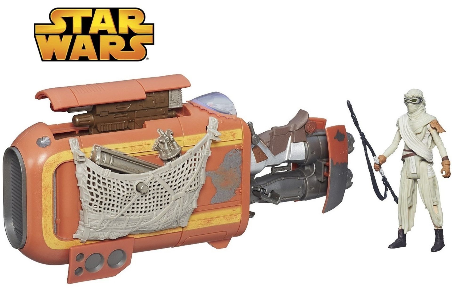 V *TRADE QTY* Brand New Hasbro Star Wars Rey's Speeder (Jakku) With Firing Missiles eBay £29.95 X