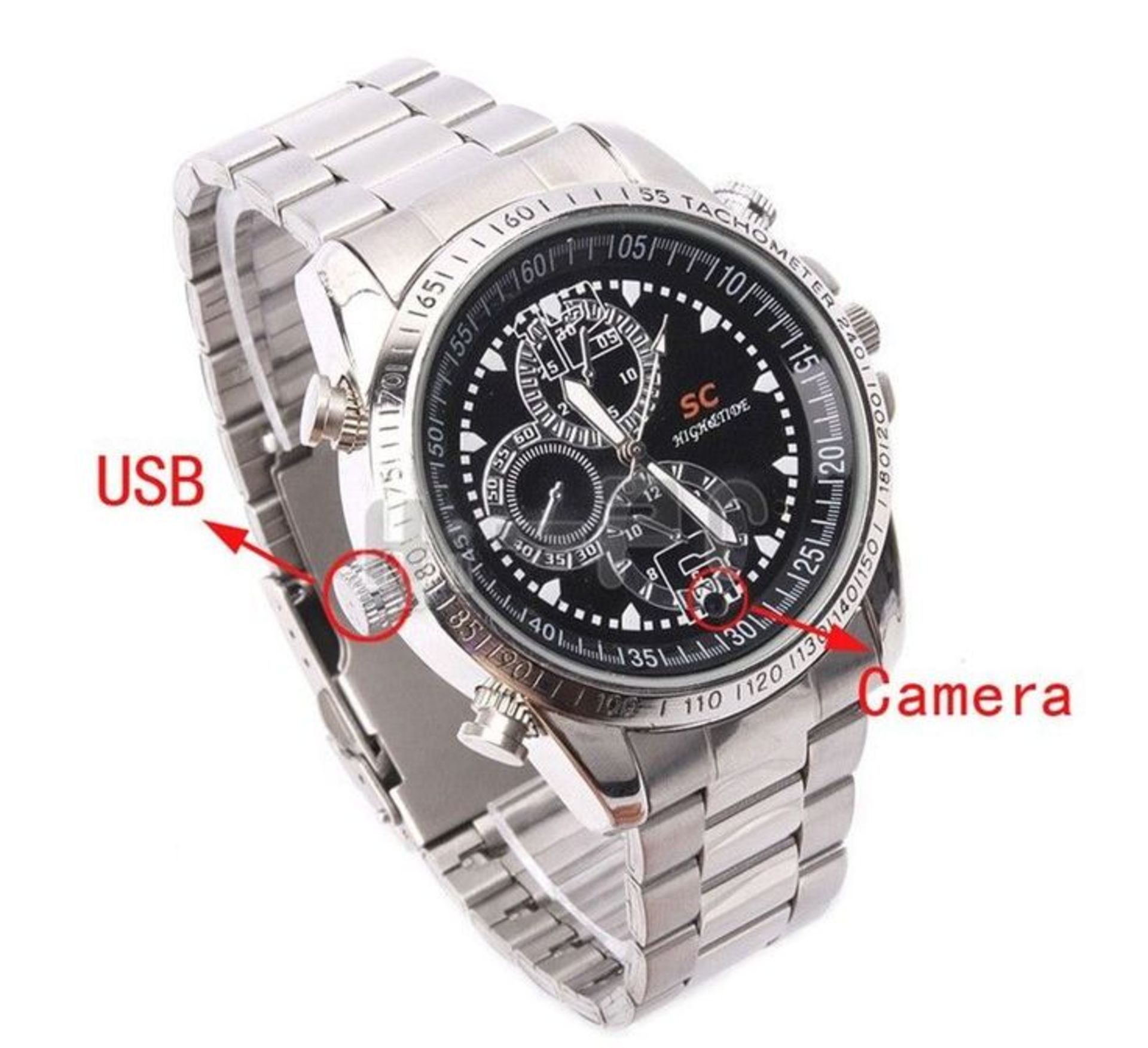 V Brand New Snoop Tech Security & Surveillance Stainless Steel Sports Strap 4gb Covert Watch