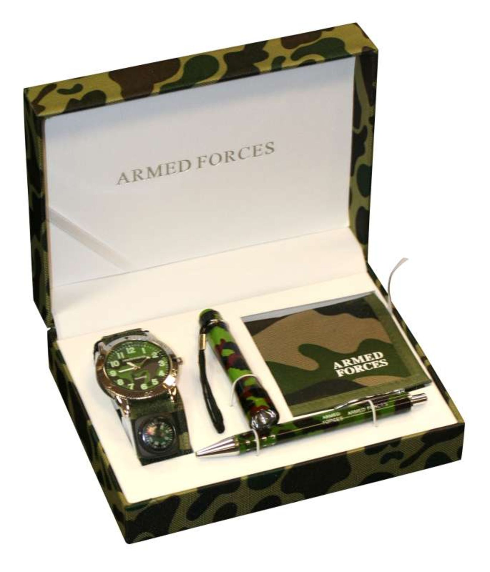 V Brand New Gents Armed Forces Watch Flashlight Pen & Wallet Gift Set
