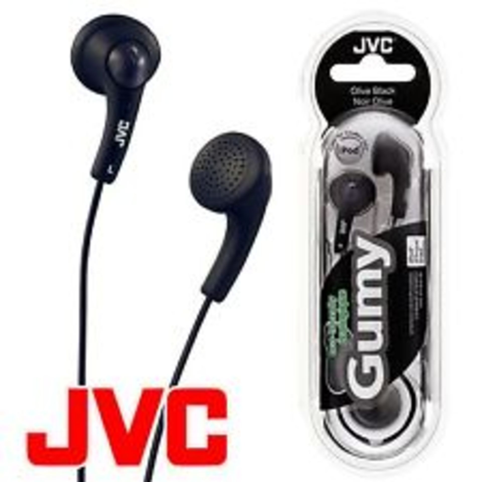 Brand New JVC Gummy Earphones Olive Black RRP: £15.99