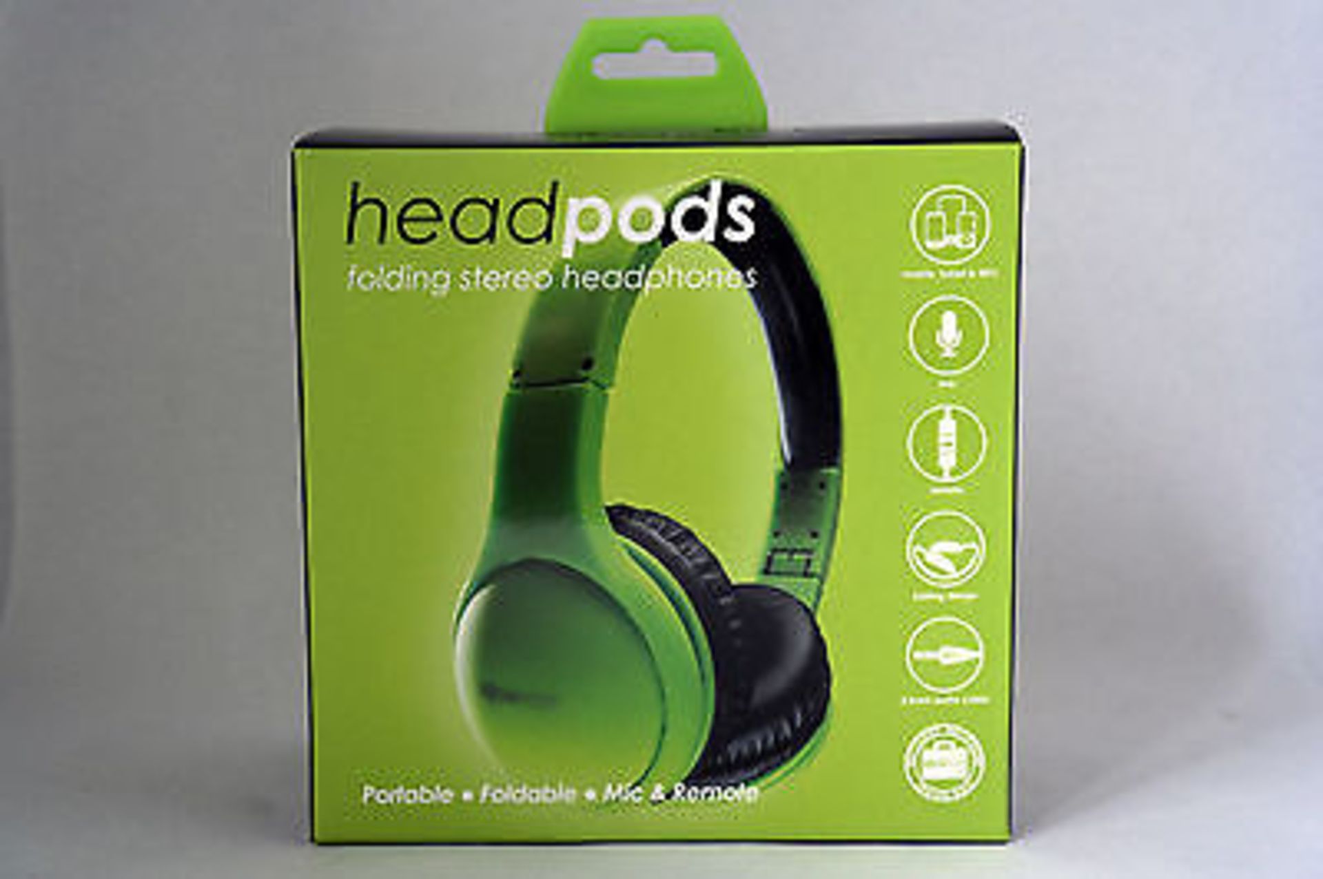 V Brand New Boompods Headpods Foldable Soft Touch Headphones In Green Includes IPhone Remote With